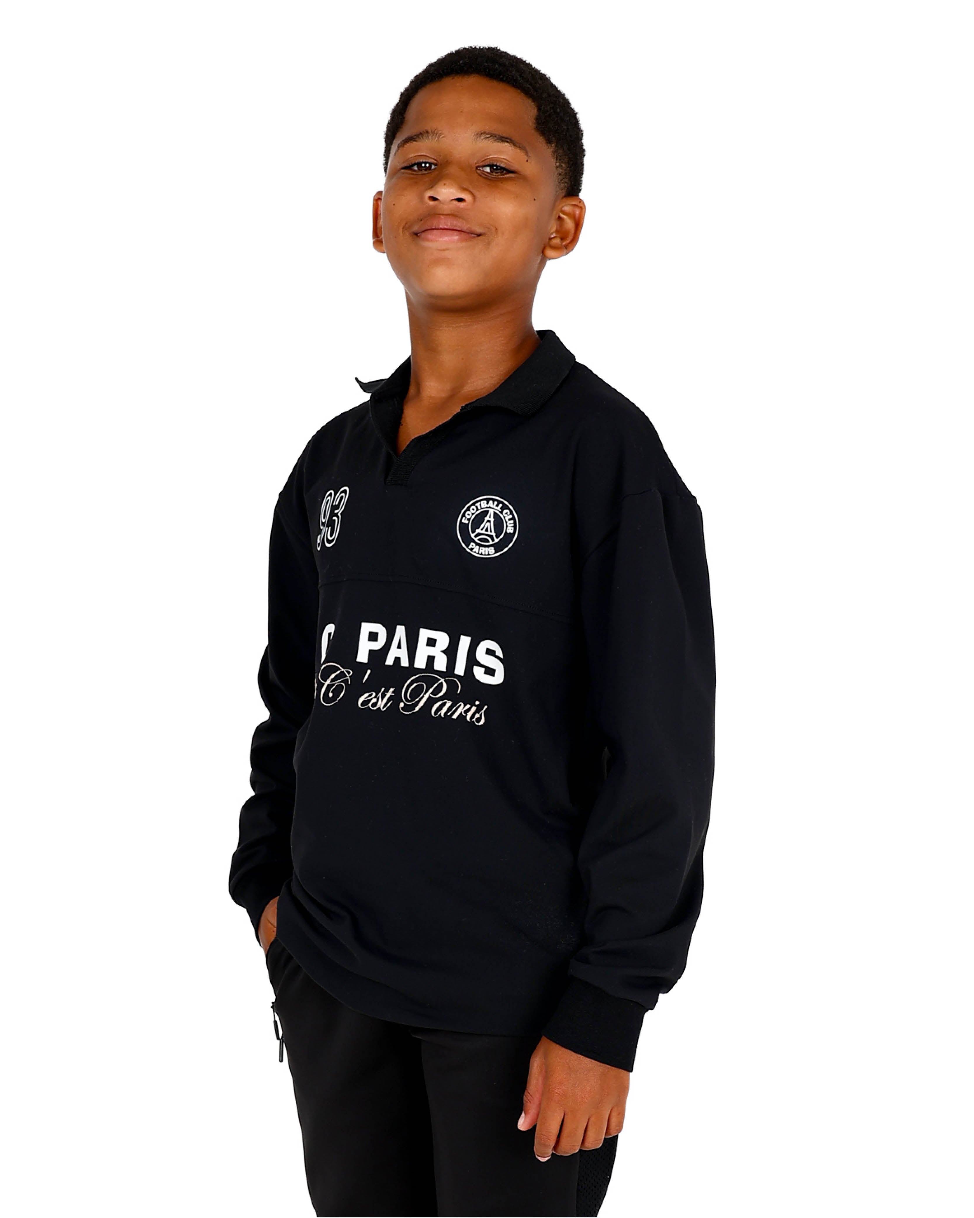 Long Sleeve Black Johnny Collar Graphic Sweatshirt