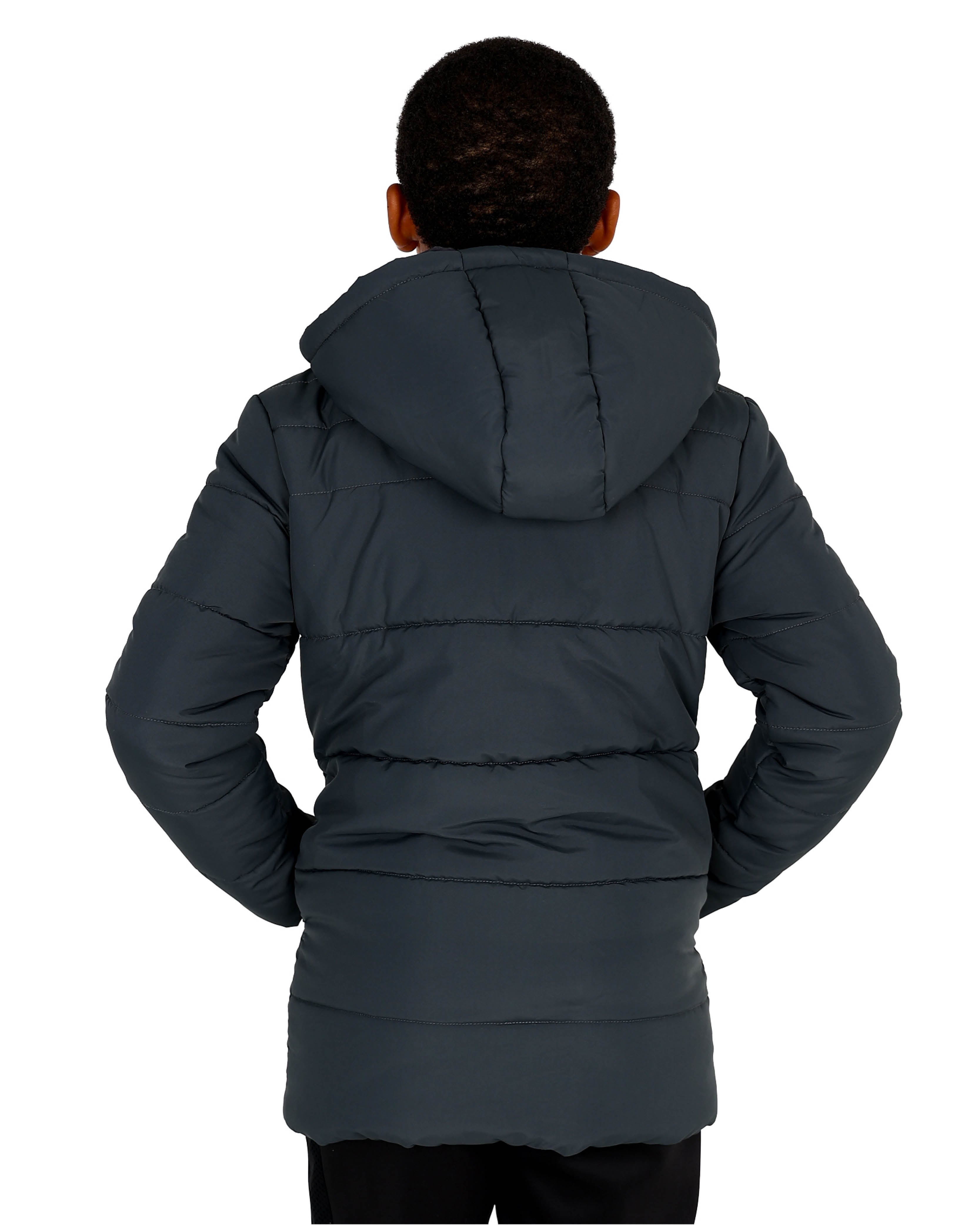 Charcoal Longer Length Hooded Puffer Jacket