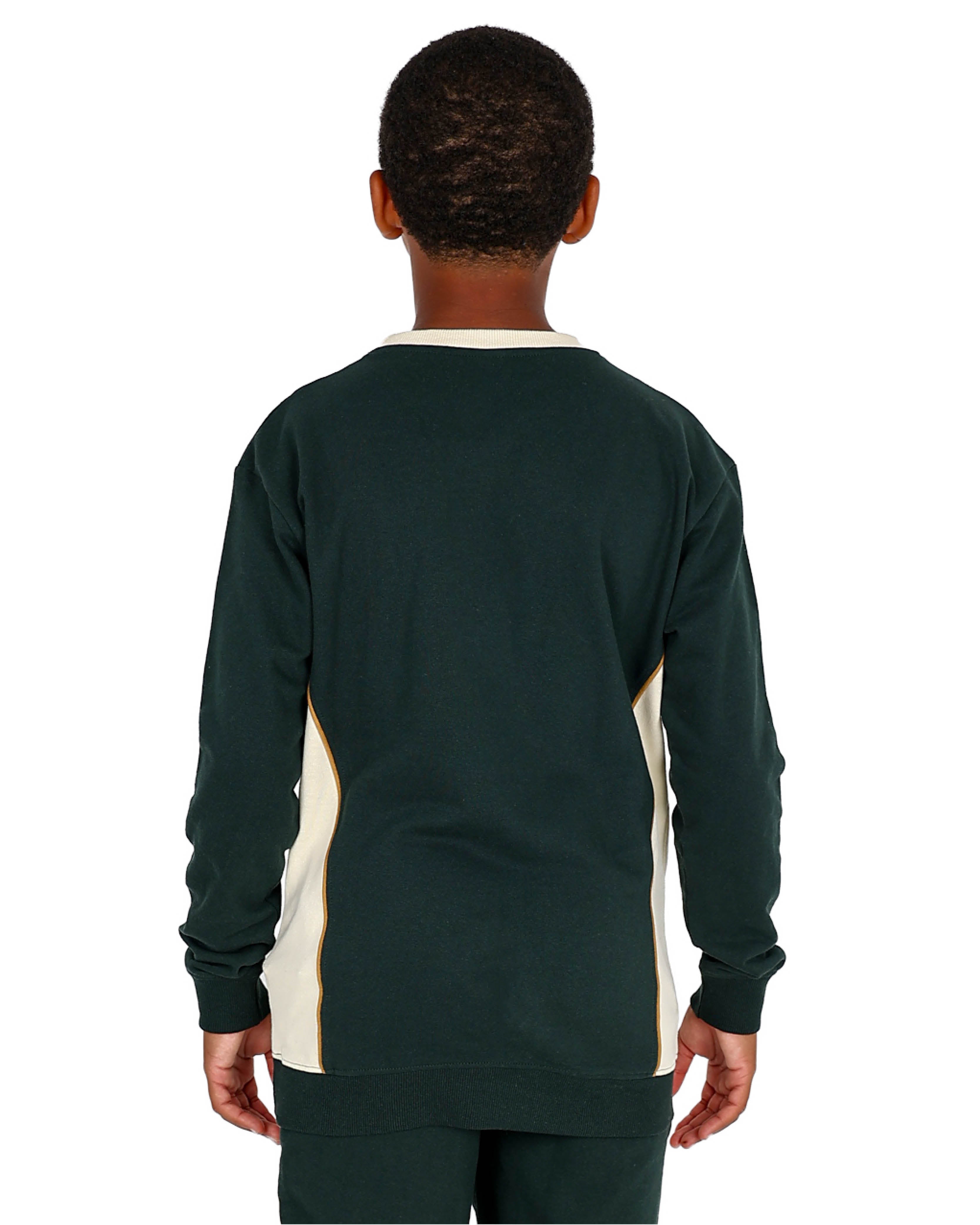 Long Sleeve Green Colour Block Sweatshirt