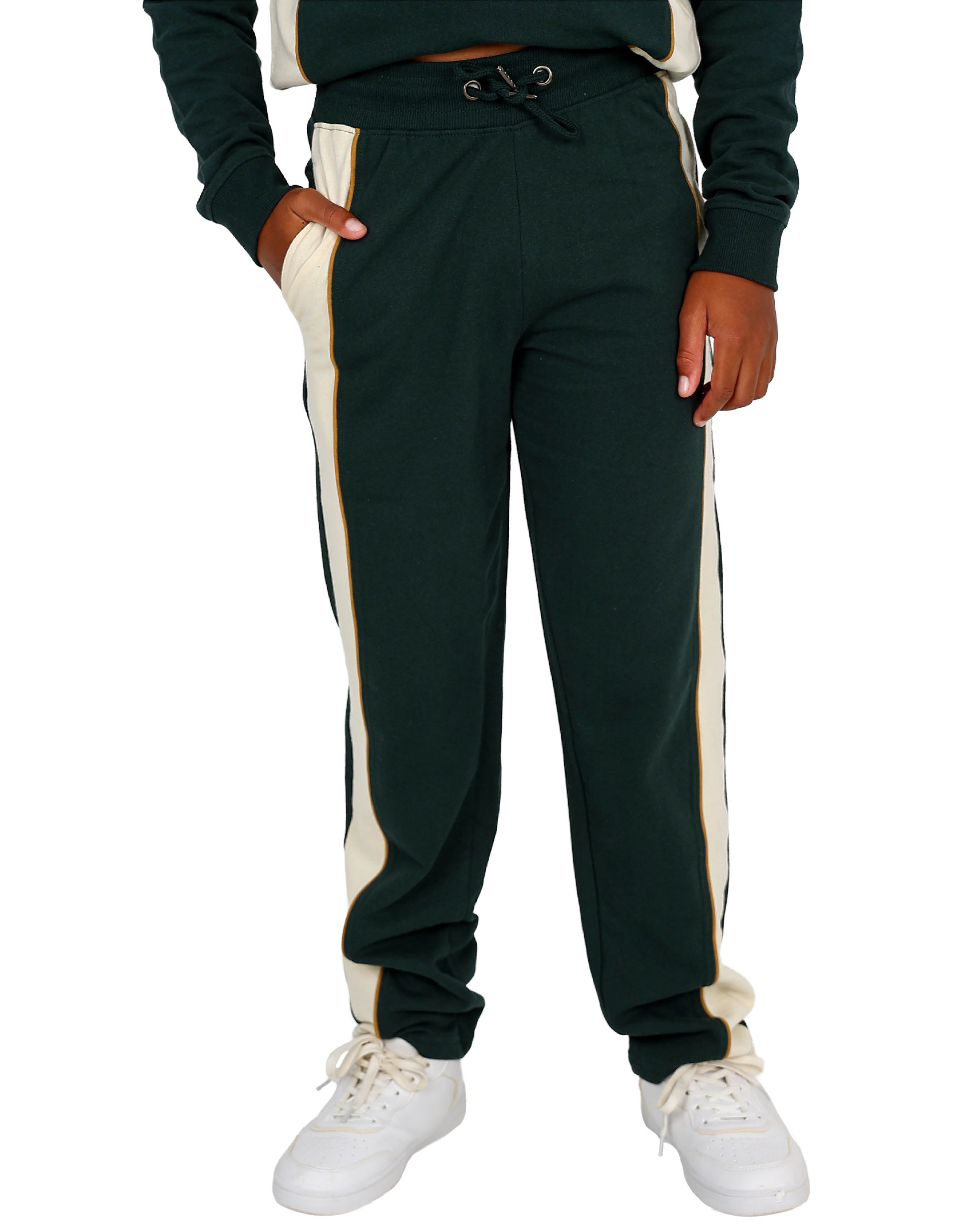 Panel Inset Green Track Pants