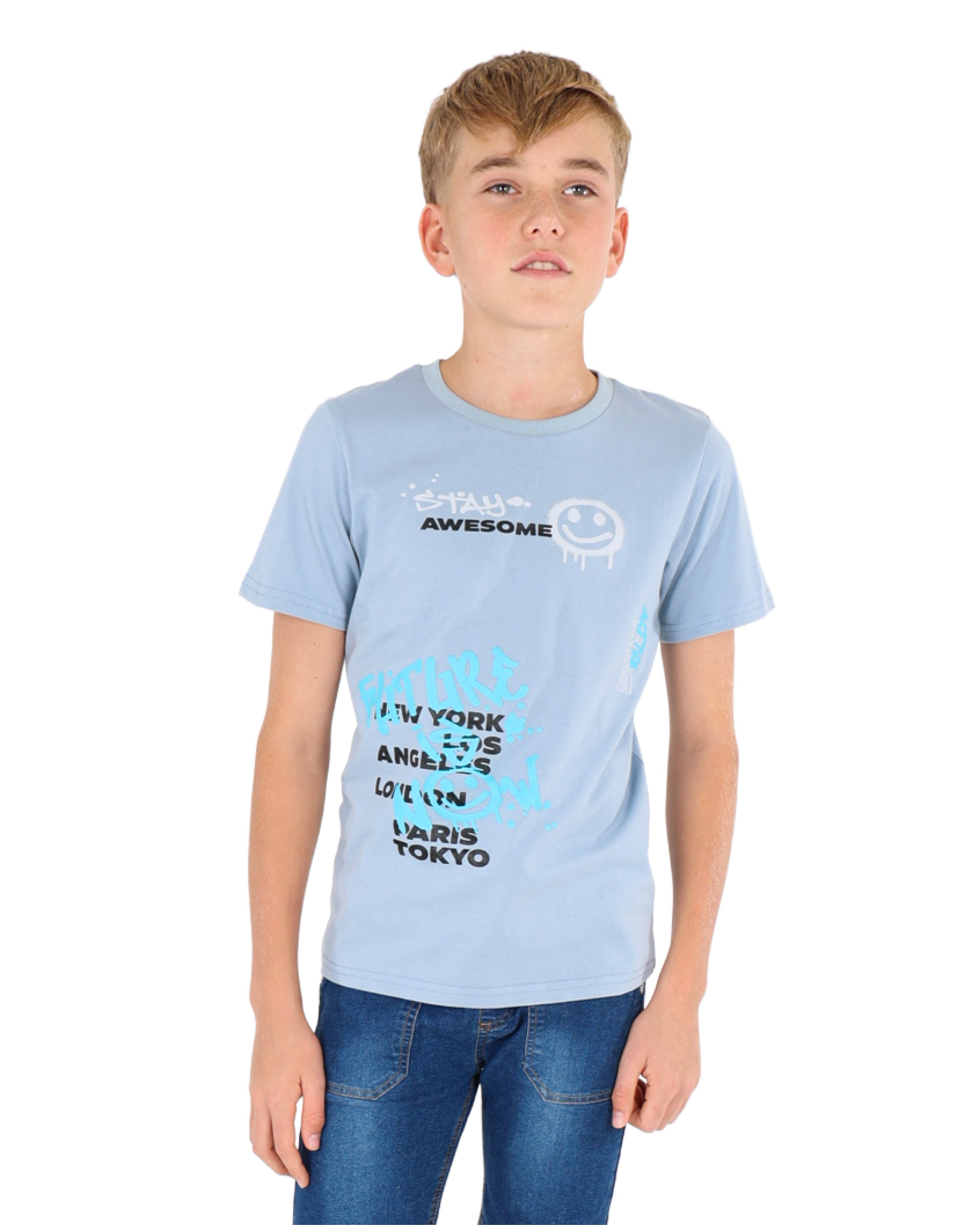 Short Sleeve "Stay Awesome" Graphic Print T-Shirt