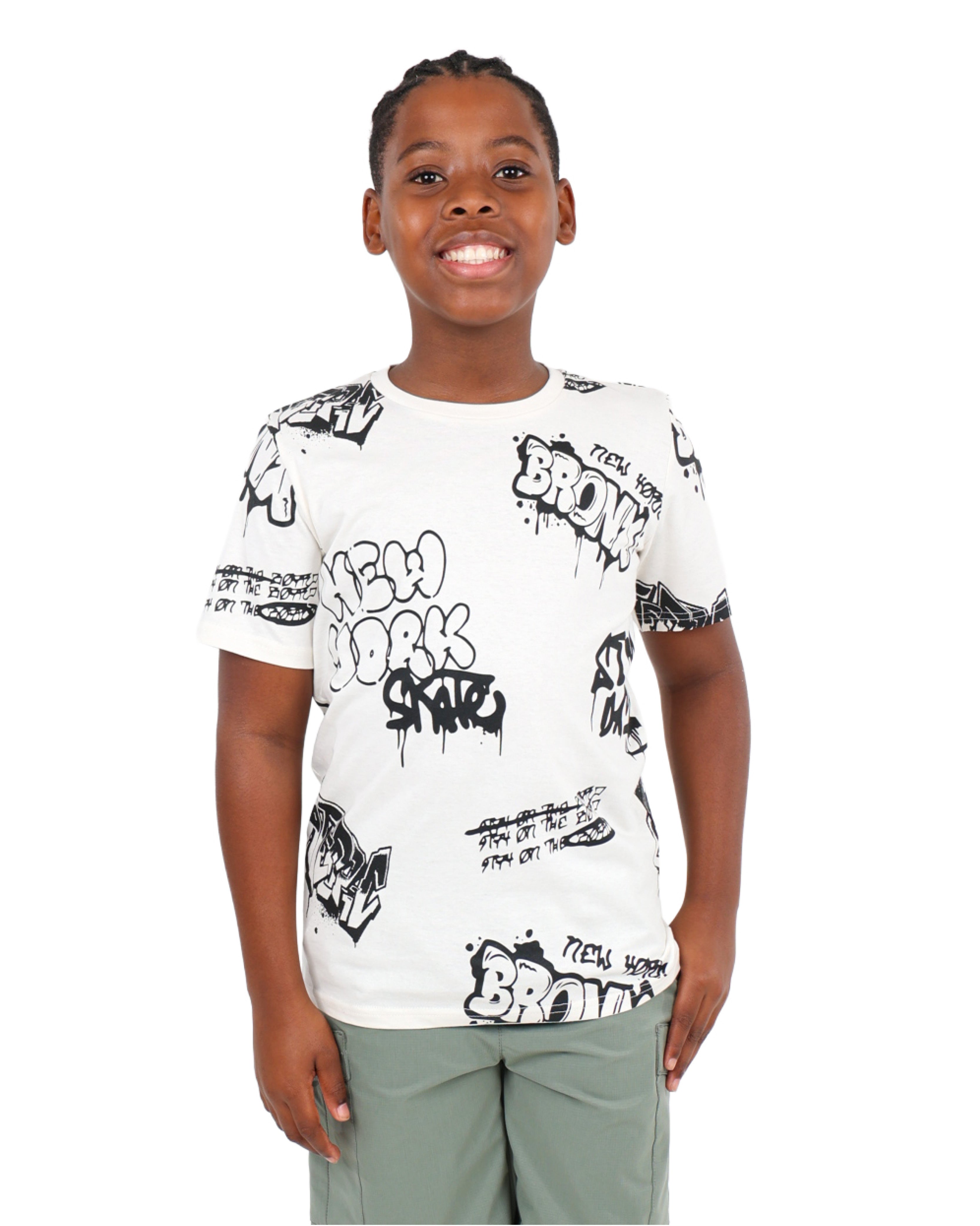 Graffiti Skater Print Short Sleeve T-Shirt