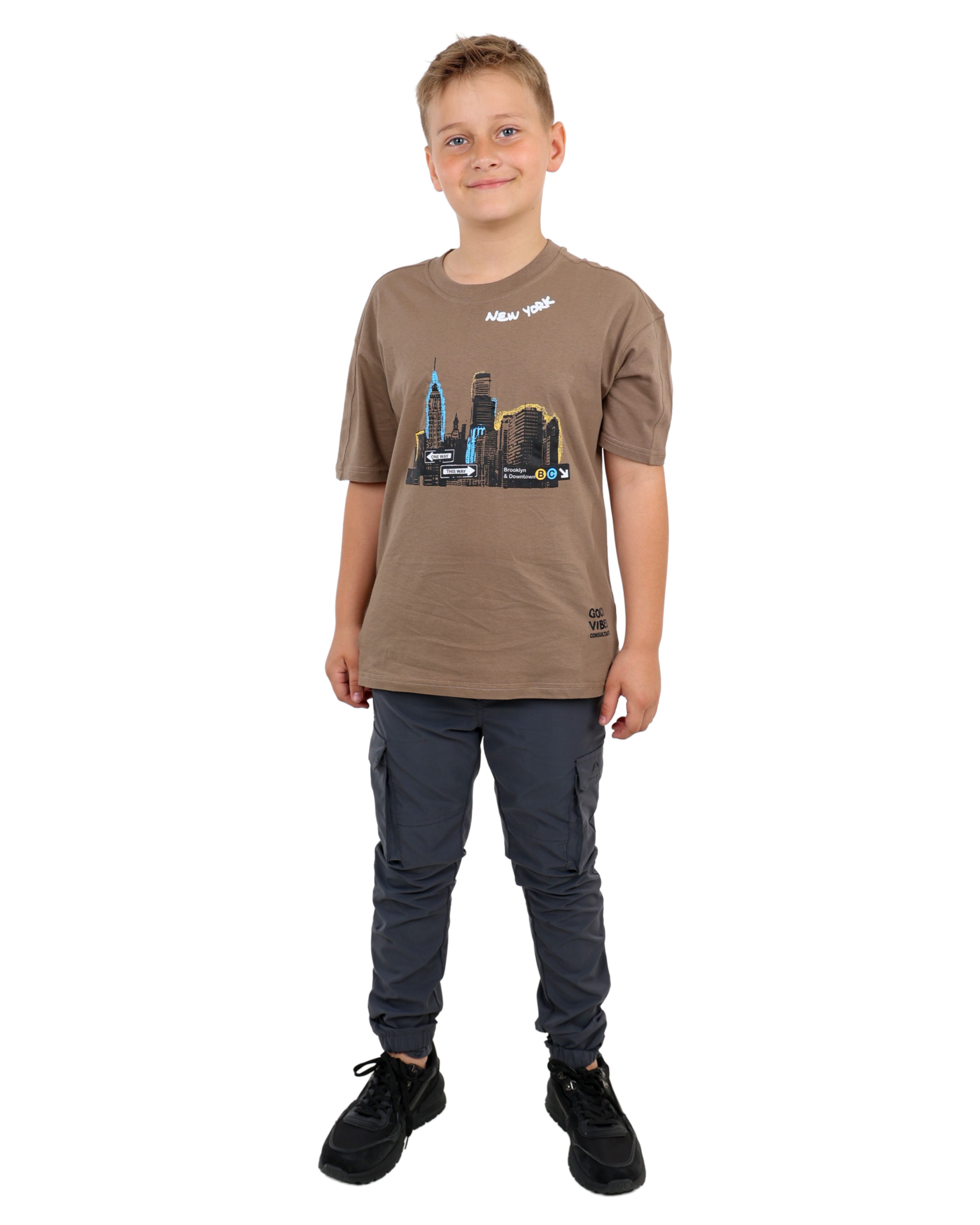 New York Skyline Short Sleeve Graphic Print T-Shirt