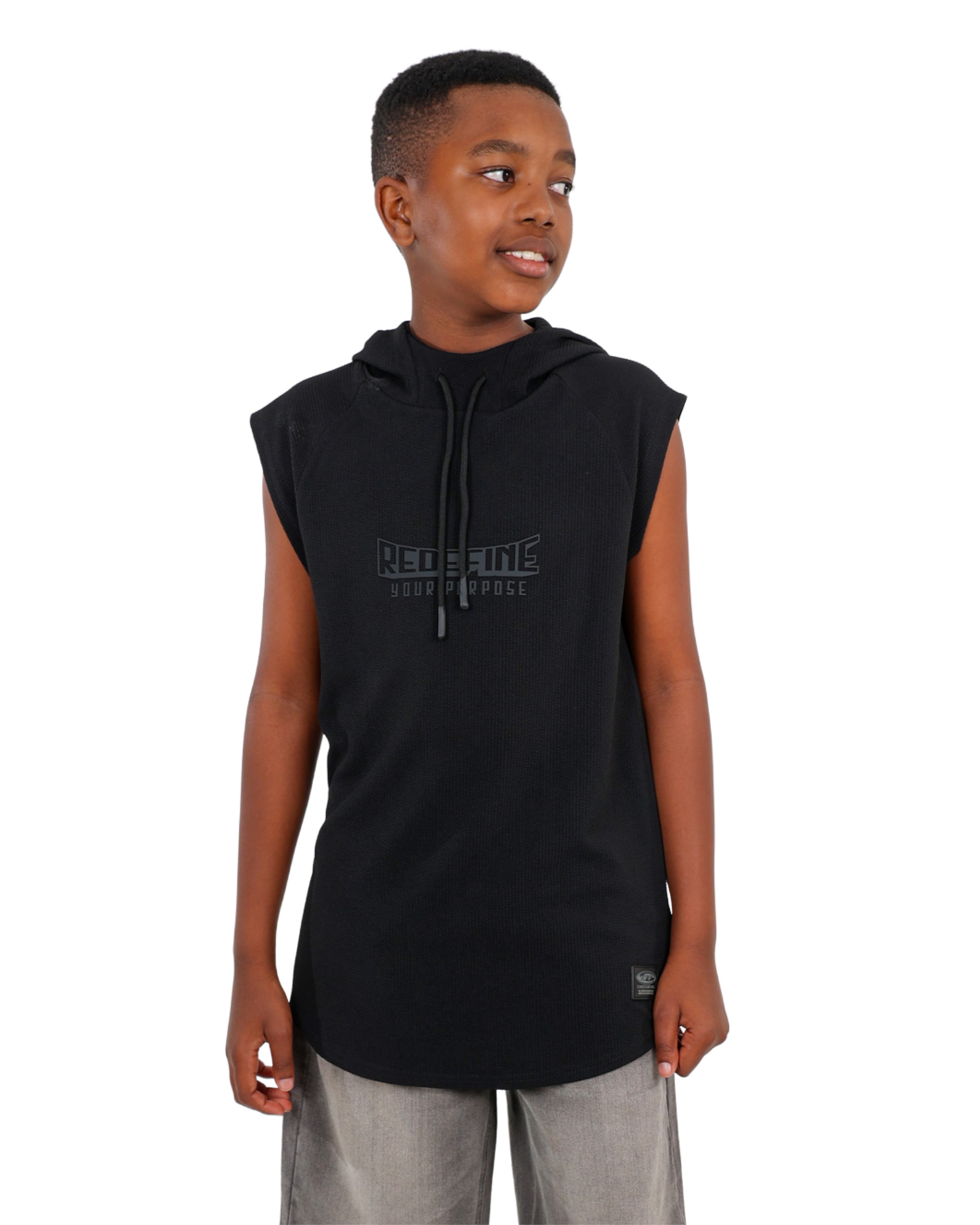 Sleeveless Seersucker Hoodie