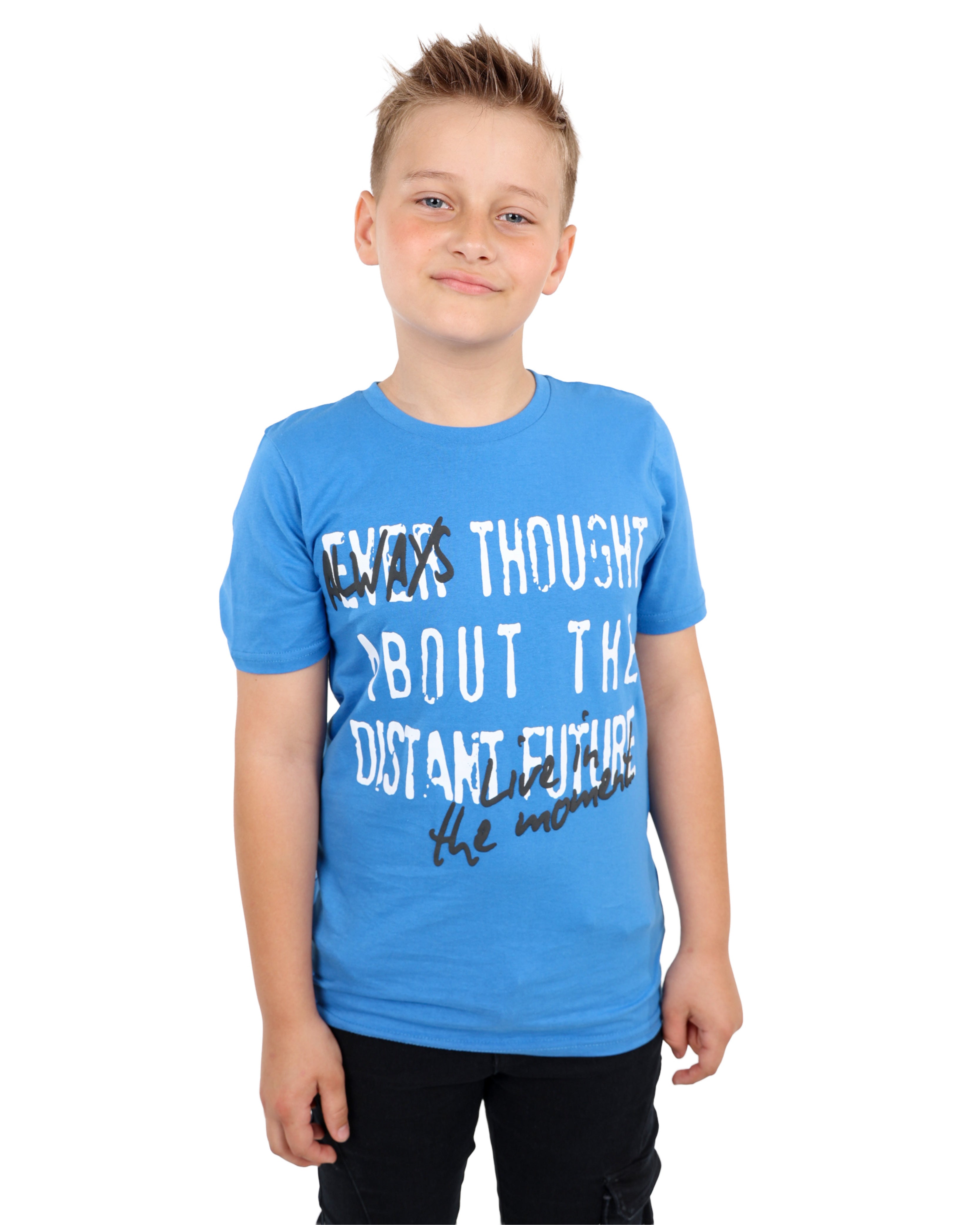 Short Sleeve "Always Live In The Moment" Graphic Print T-Shirt