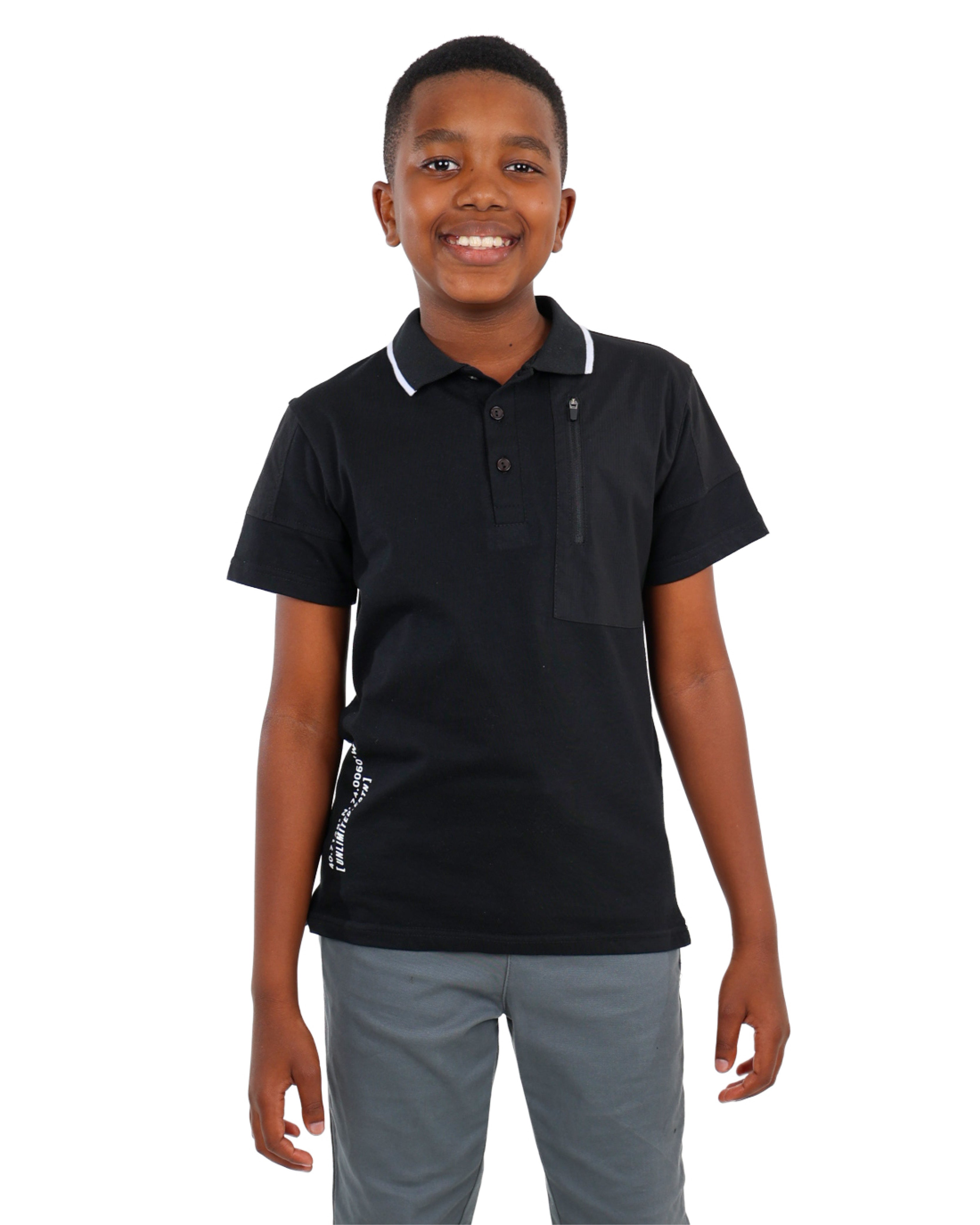 Short Sleeve Black Zip Up Golfer