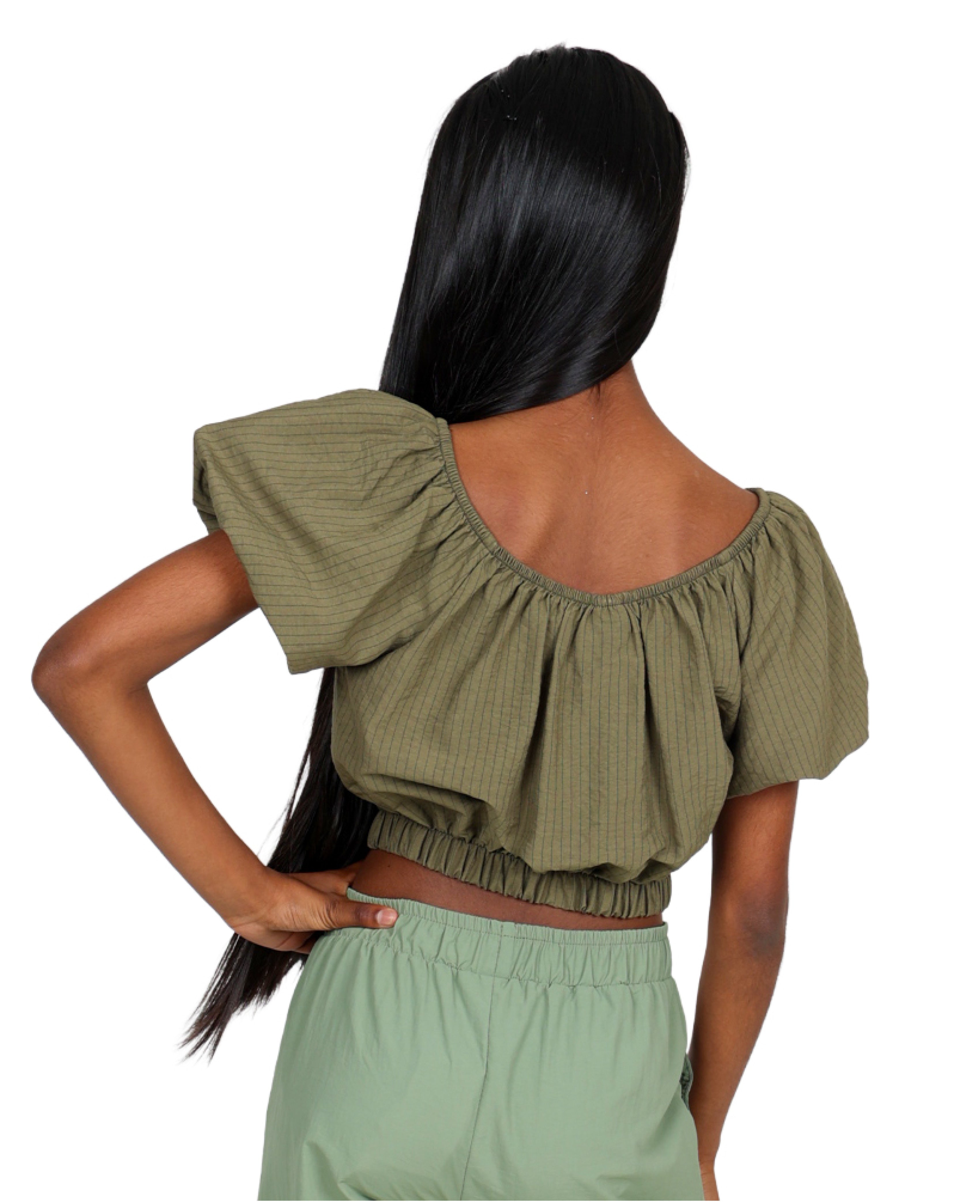 Bubble Sleeve Crop Top