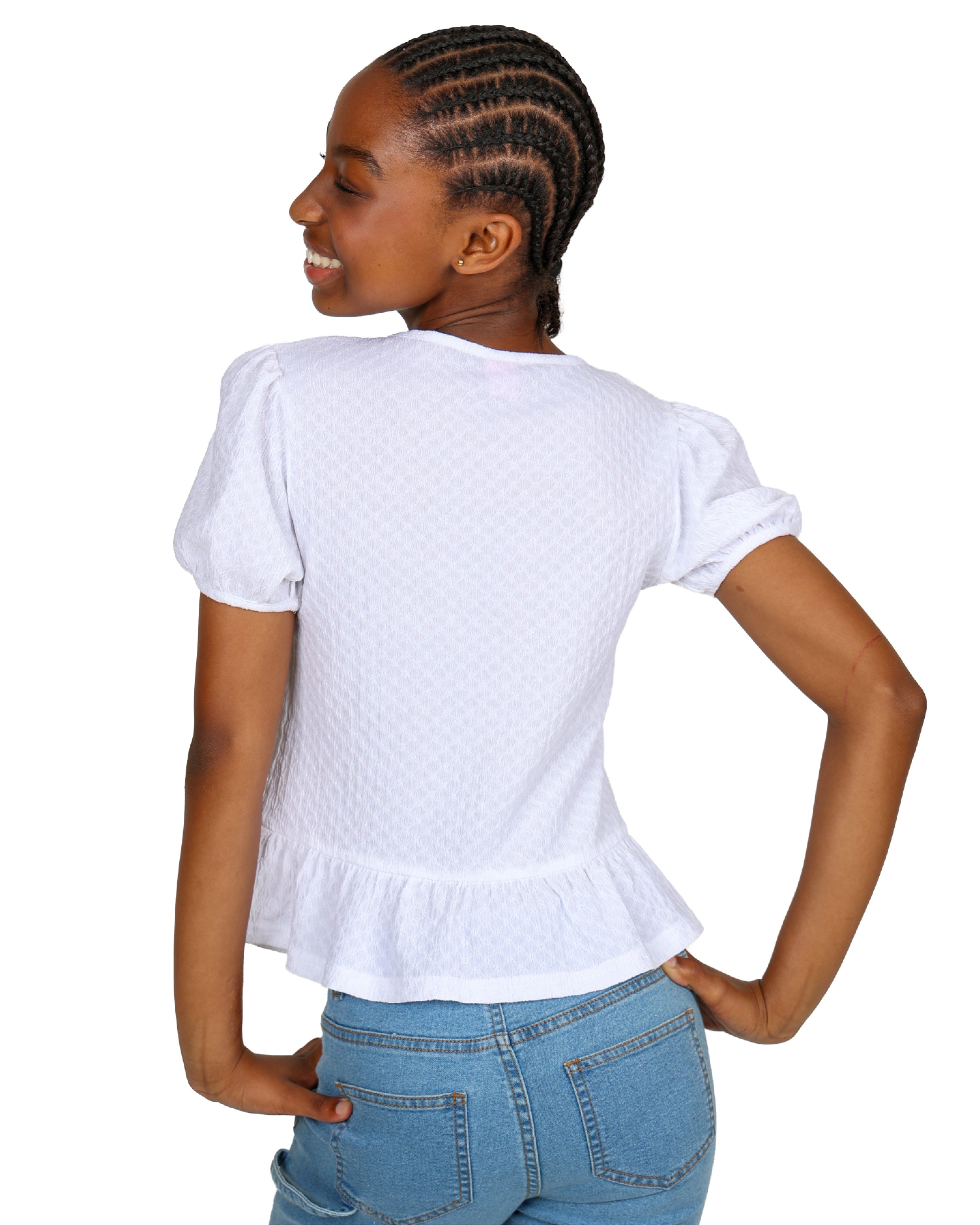 Short Sleeve Toggle Tie Detail Peplum Blouse