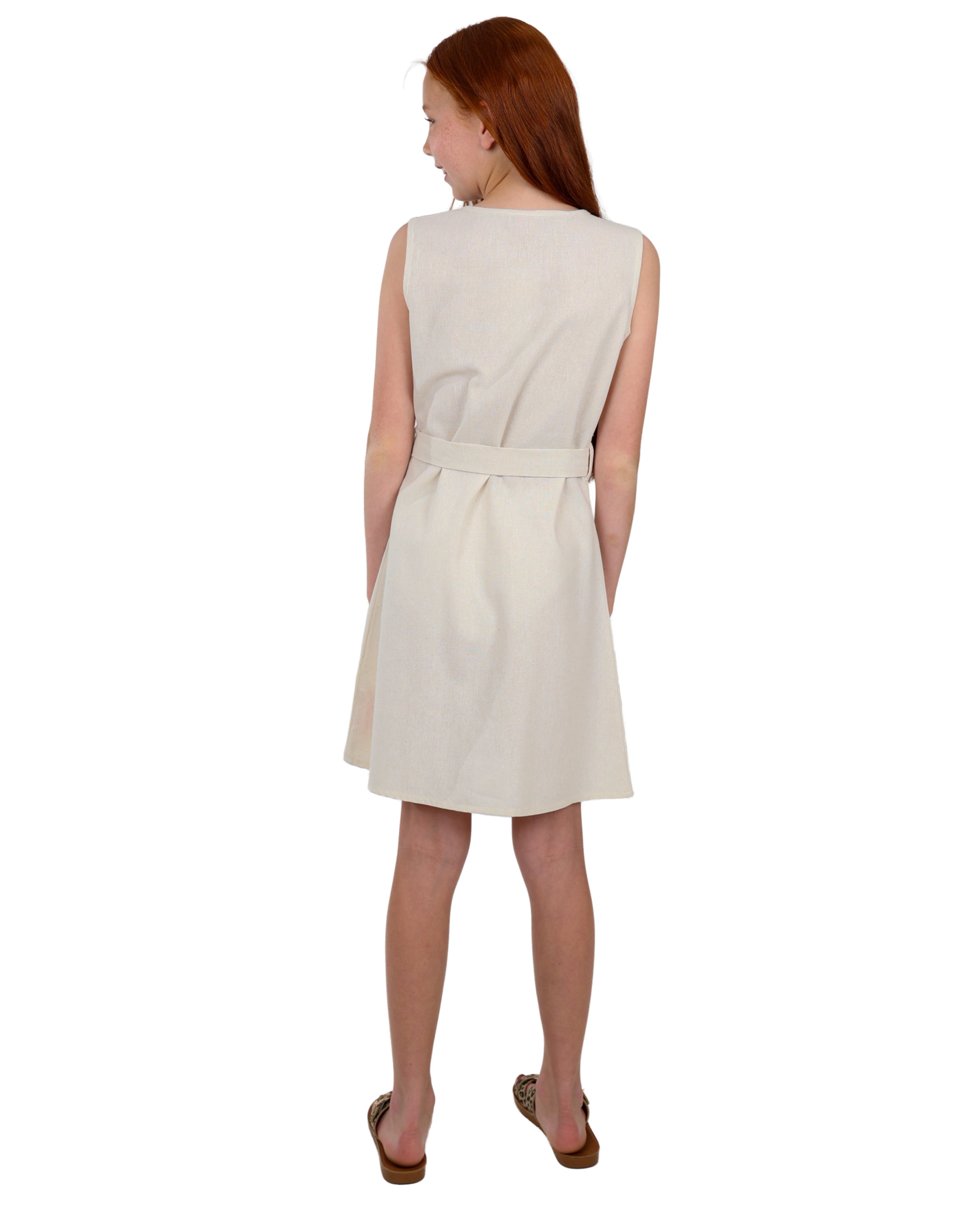 Sleeveless Dress with Buckle Belt