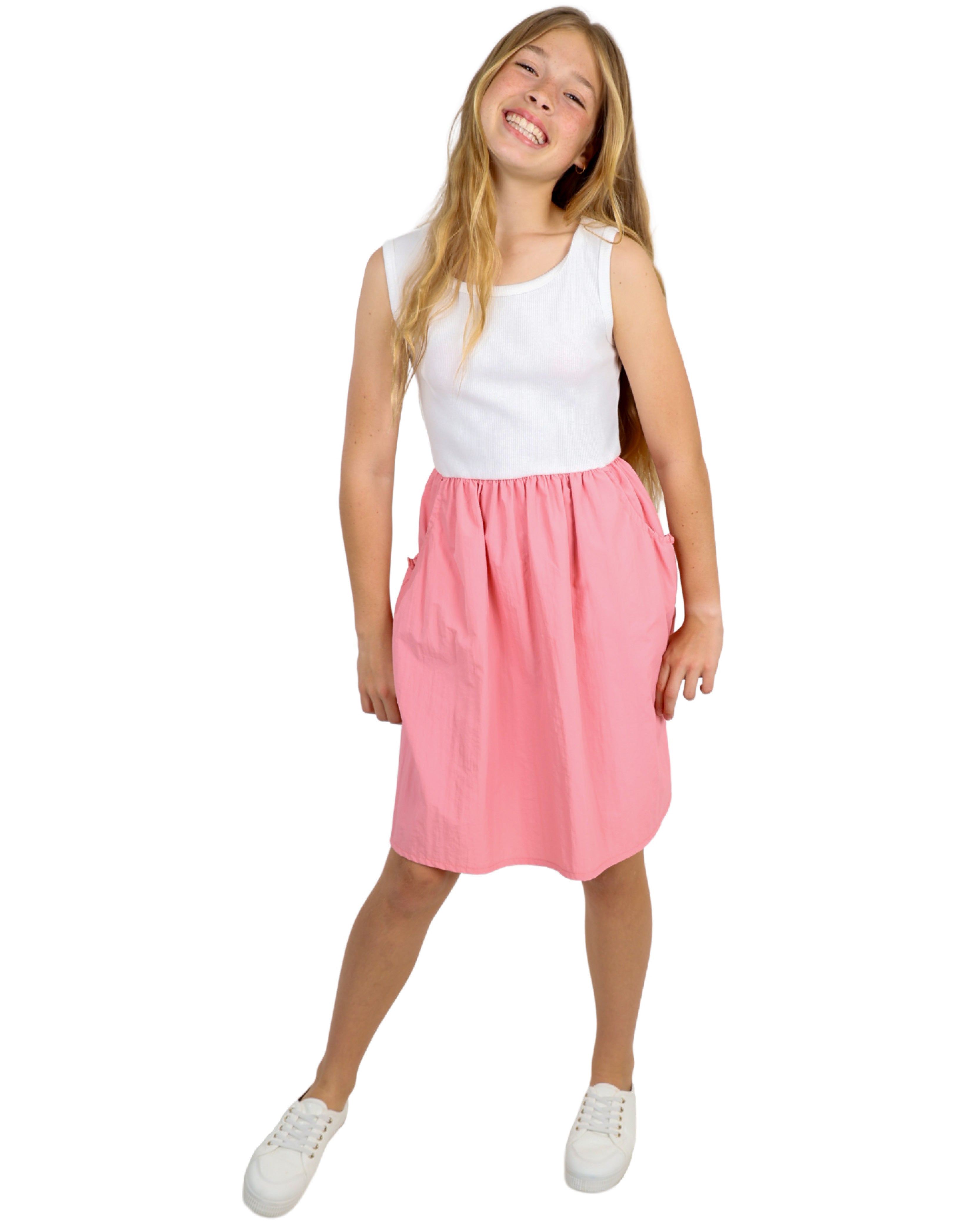 Sleeveless Parachute Style Colour Block Dress