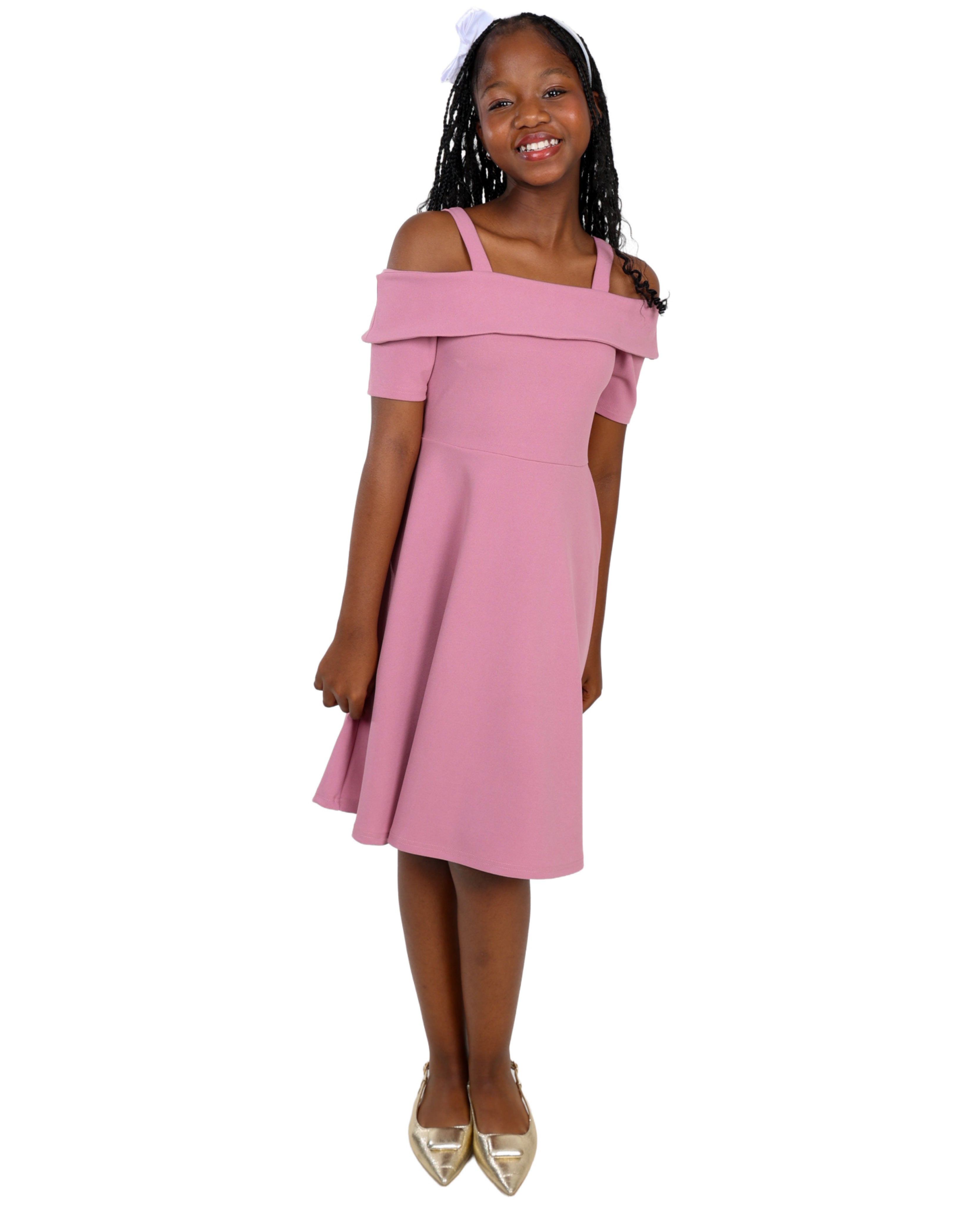 Short Sleeve Cold Shoulder Knee Length Dress