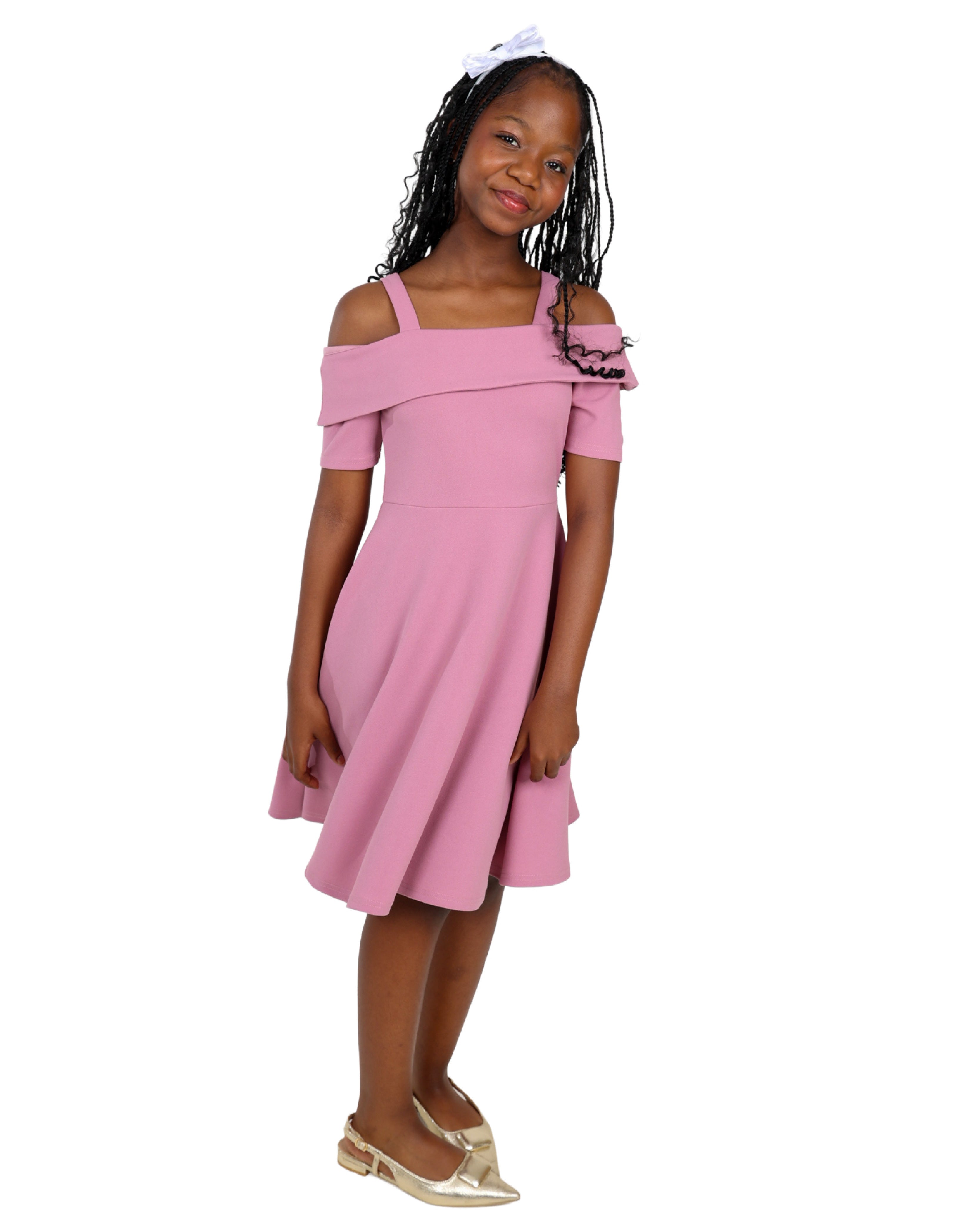 Short Sleeve Cold Shoulder Knee Length Dress