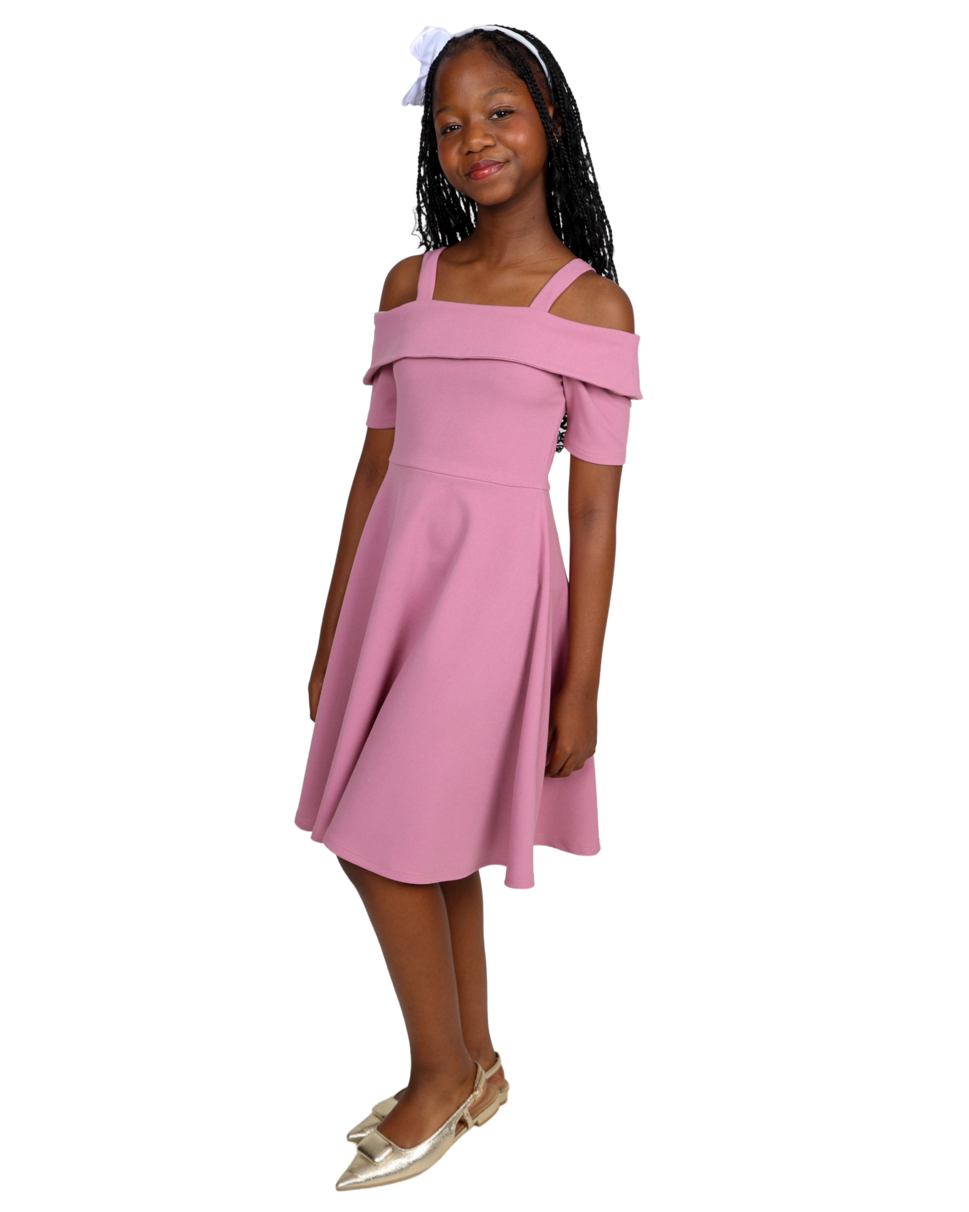 Short Sleeve Cold Shoulder Knee Length Dress
