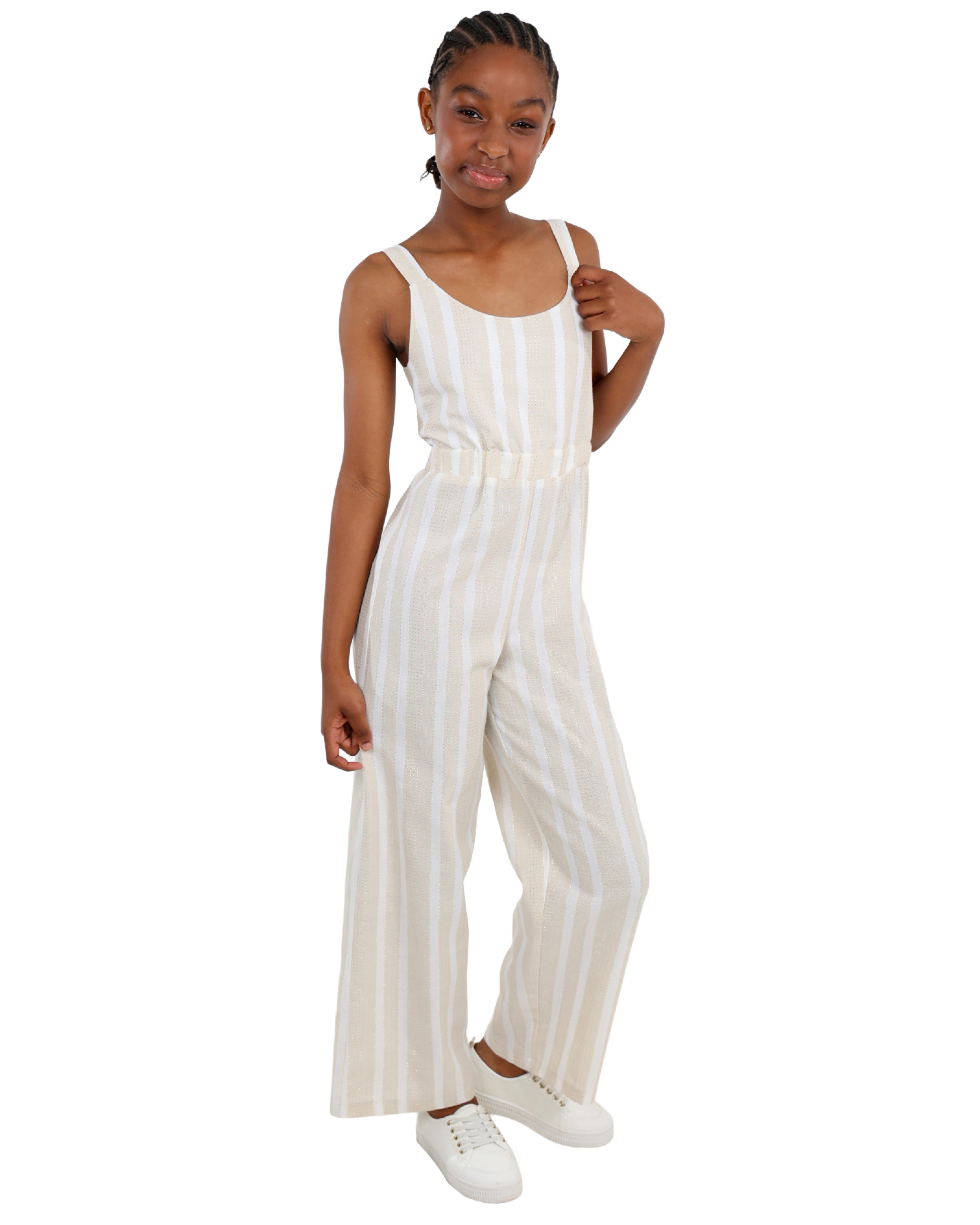 Strappy Lurex Striped Jumpsuit