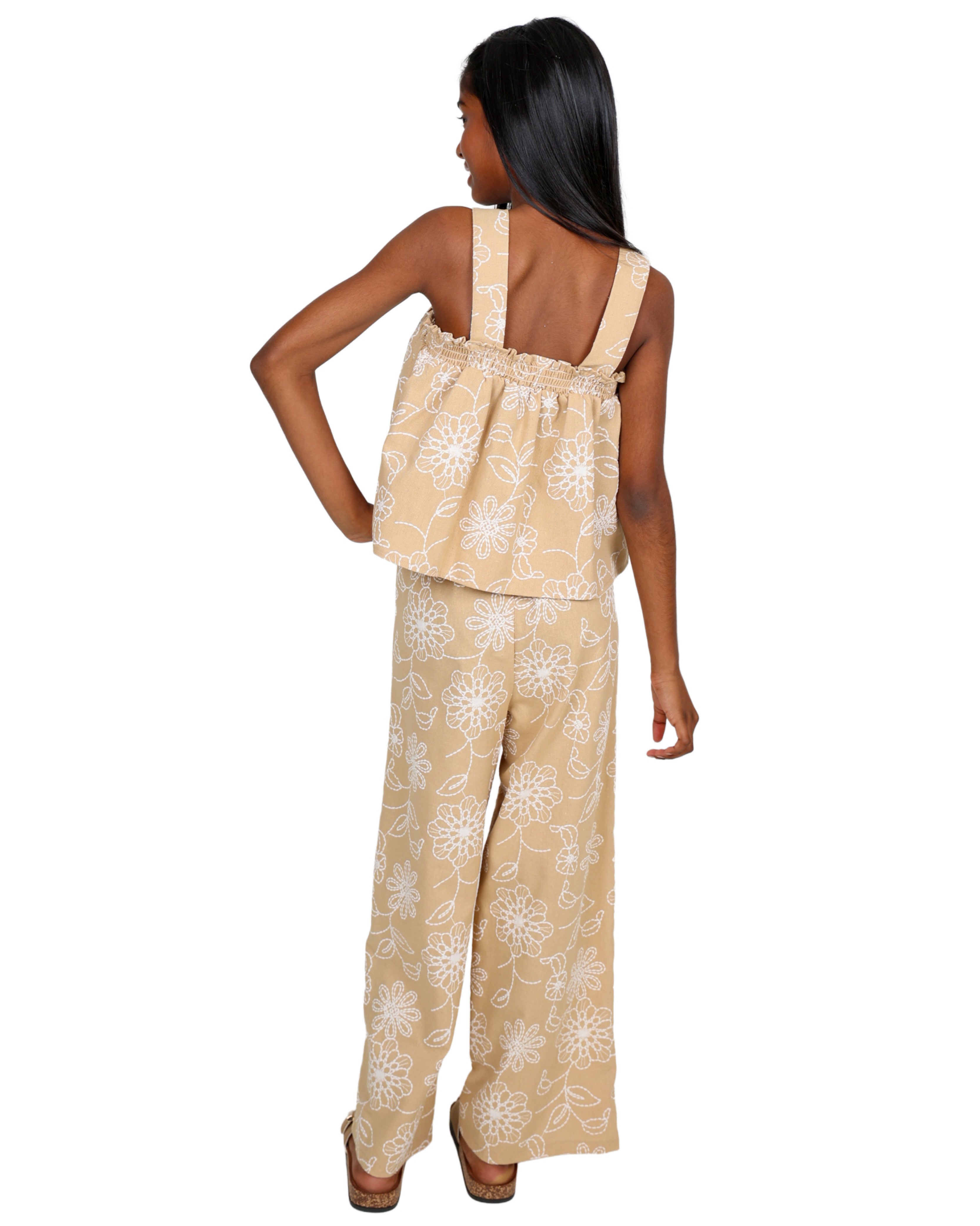 Floral Print Strappy Crop Top & Pants Set