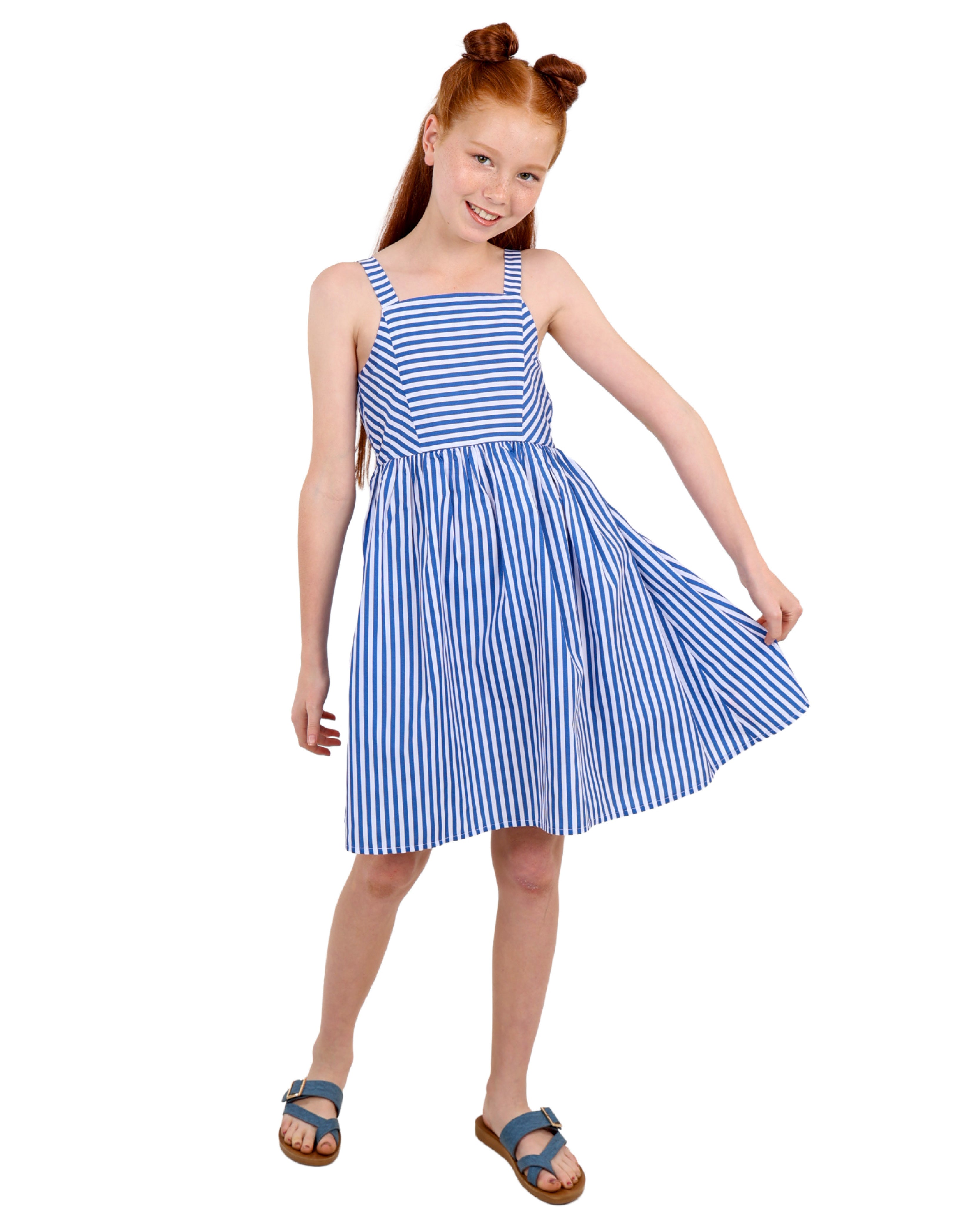 Strappy Knee Length Striped Dress