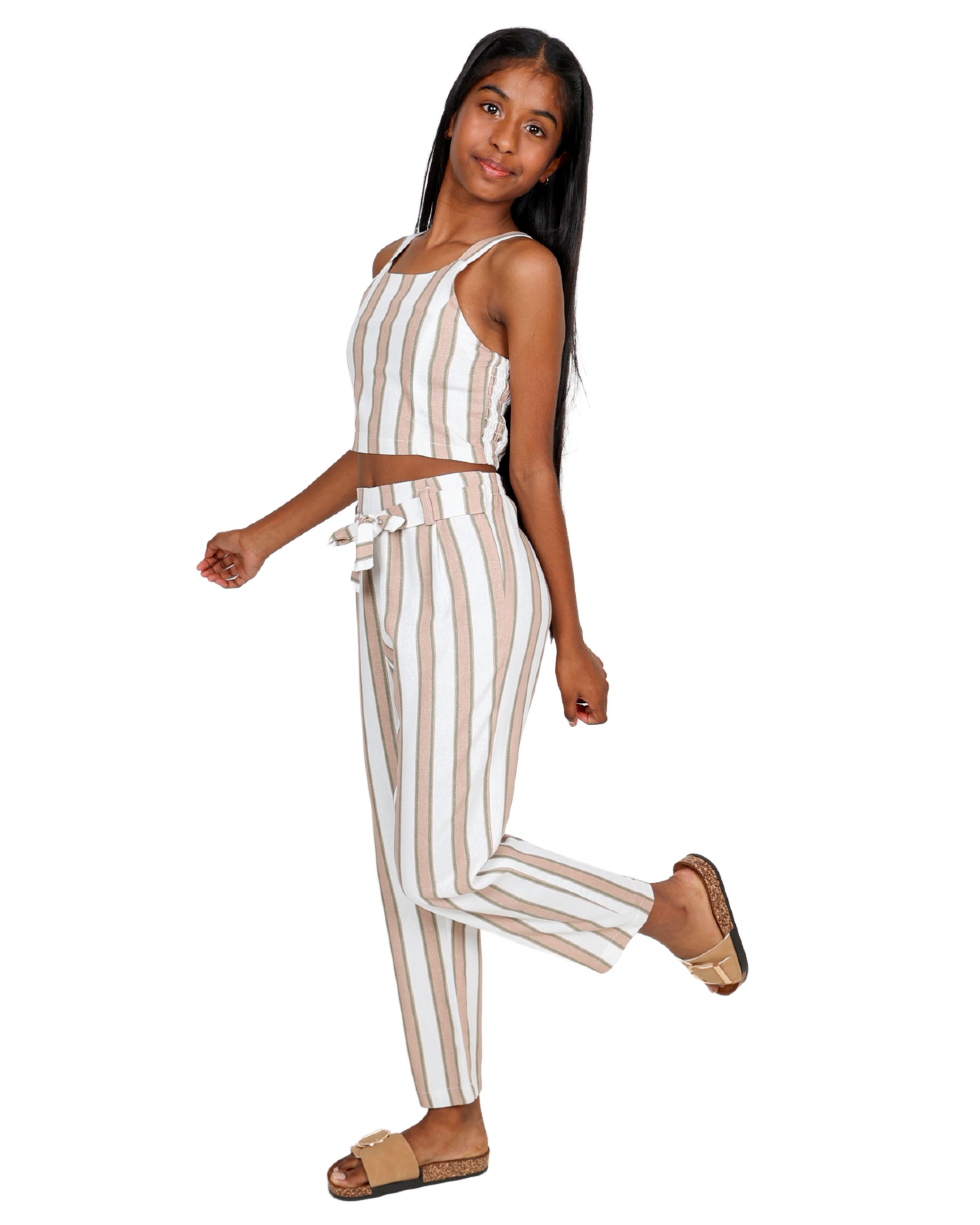 Strappy Striped Crop Top