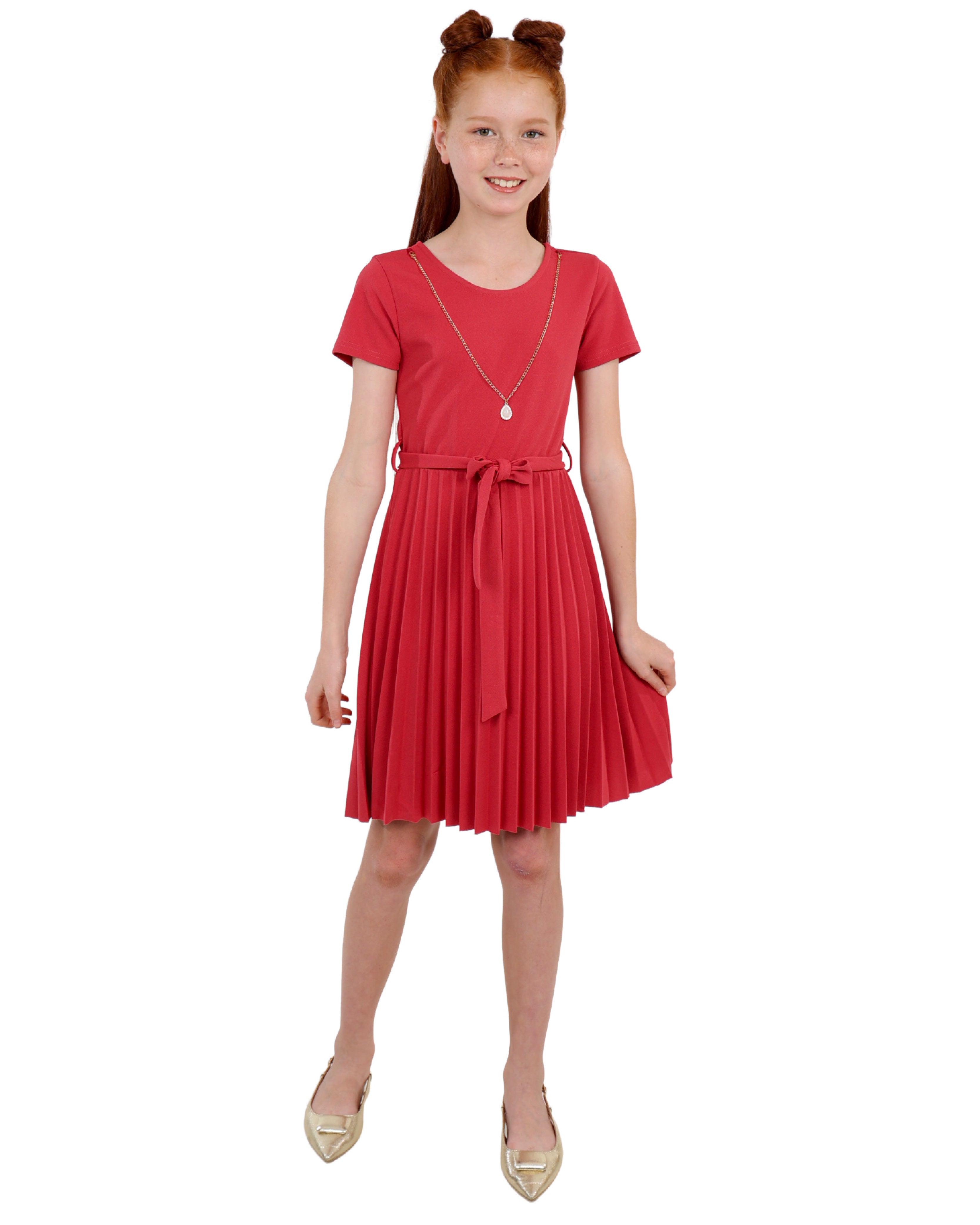 Short Sleeve Pleated Dress
