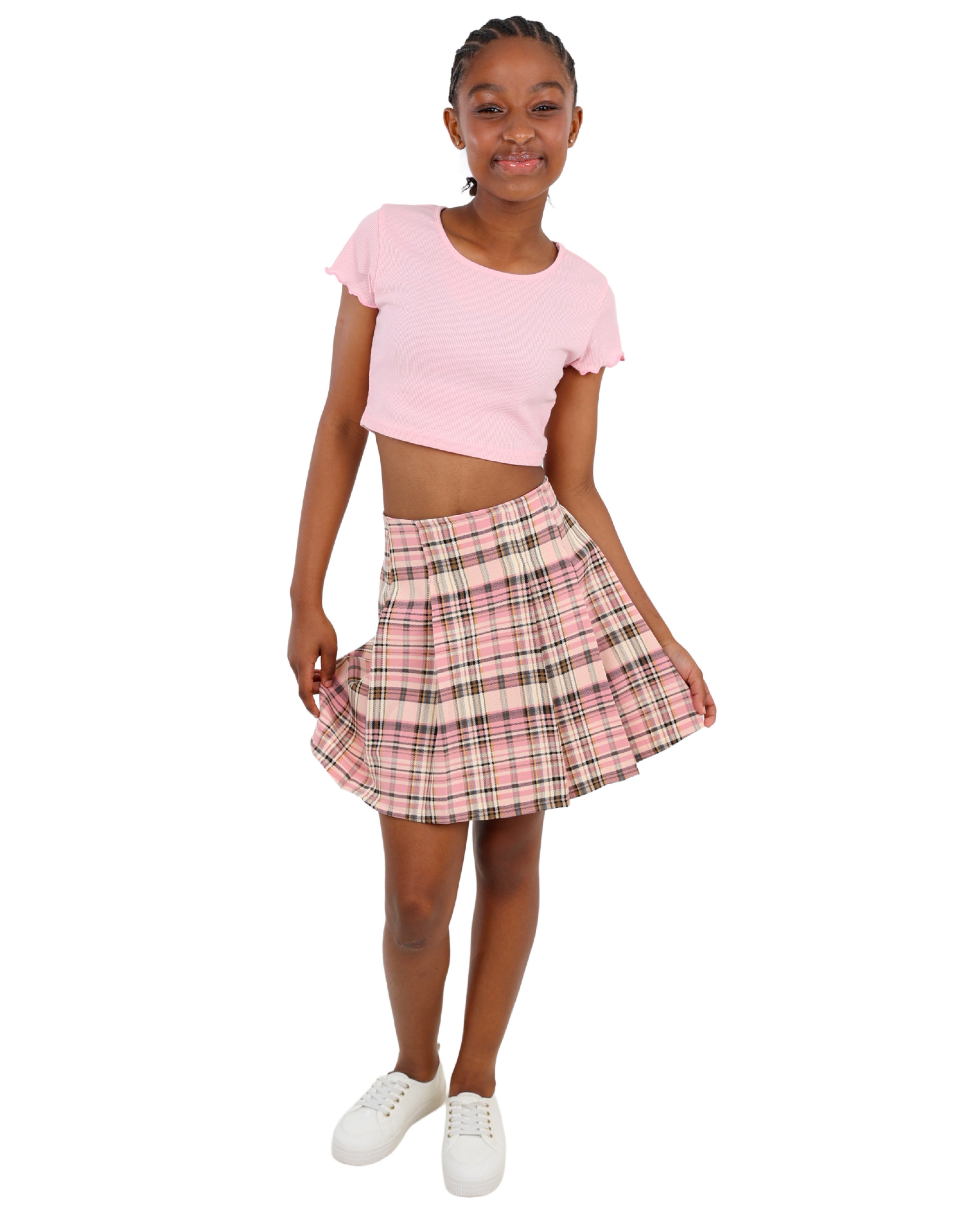 Pleated Check Mini Tennis Skirt