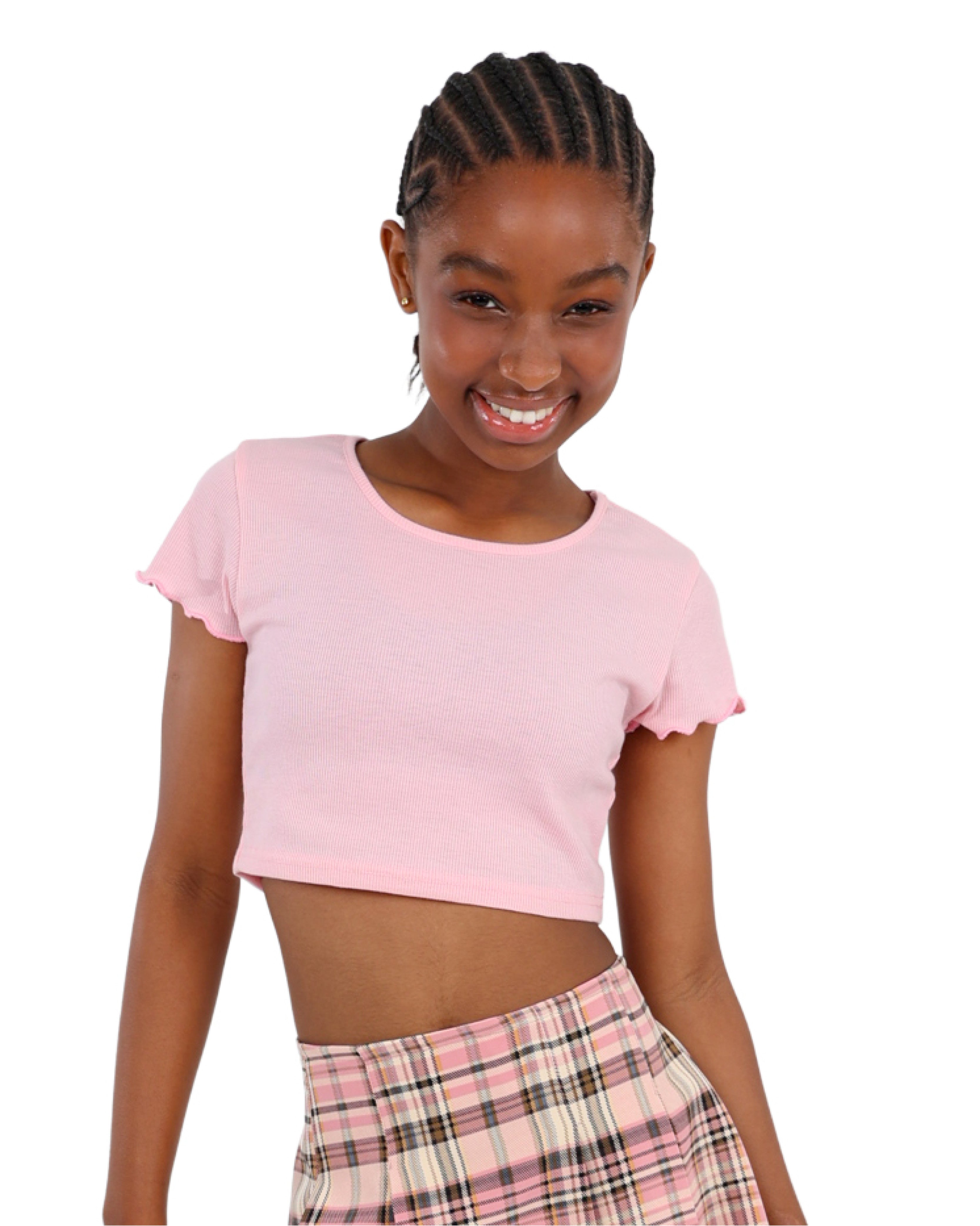Short Sleeve Pink Crop Top
