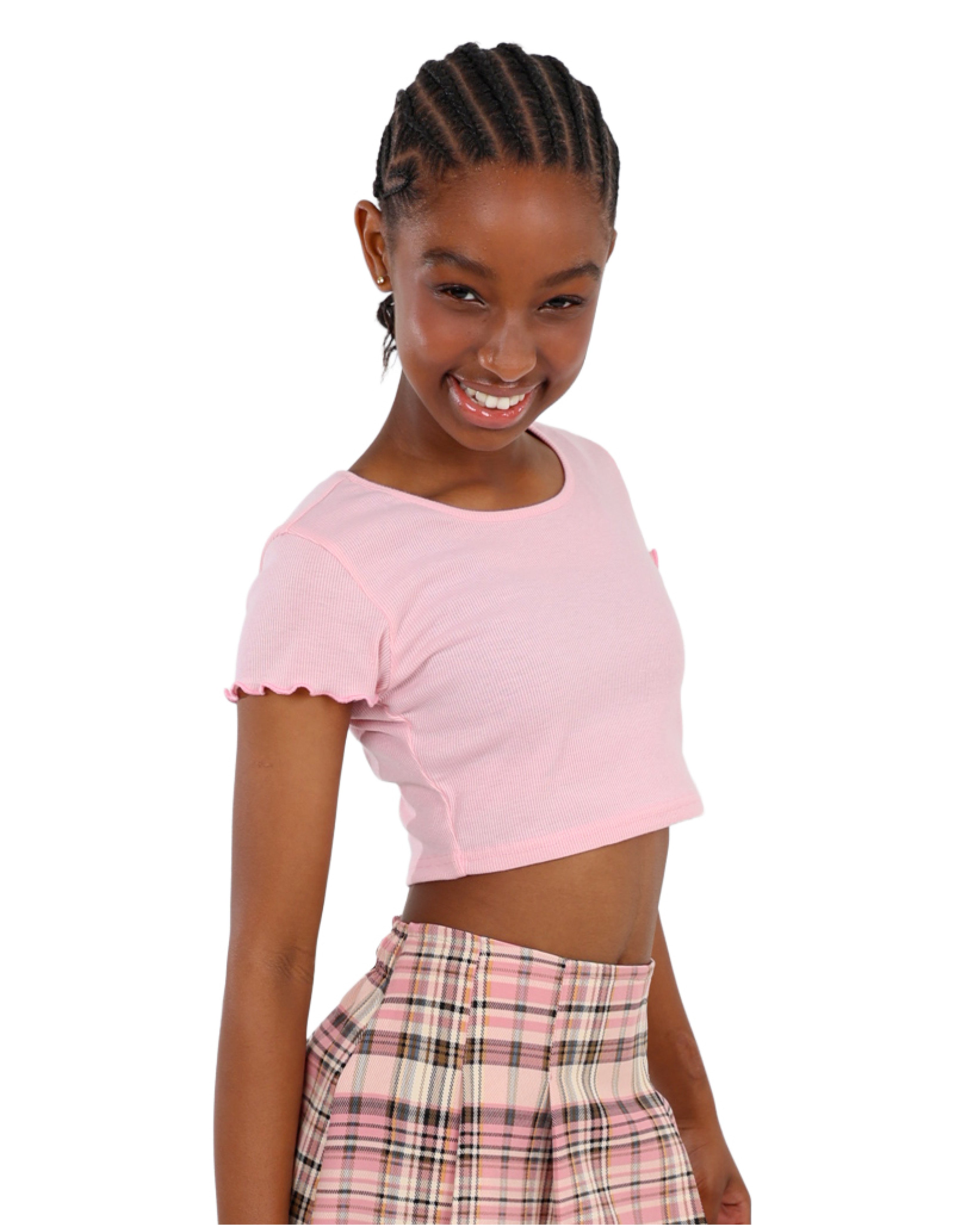 Short Sleeve Pink Crop Top
