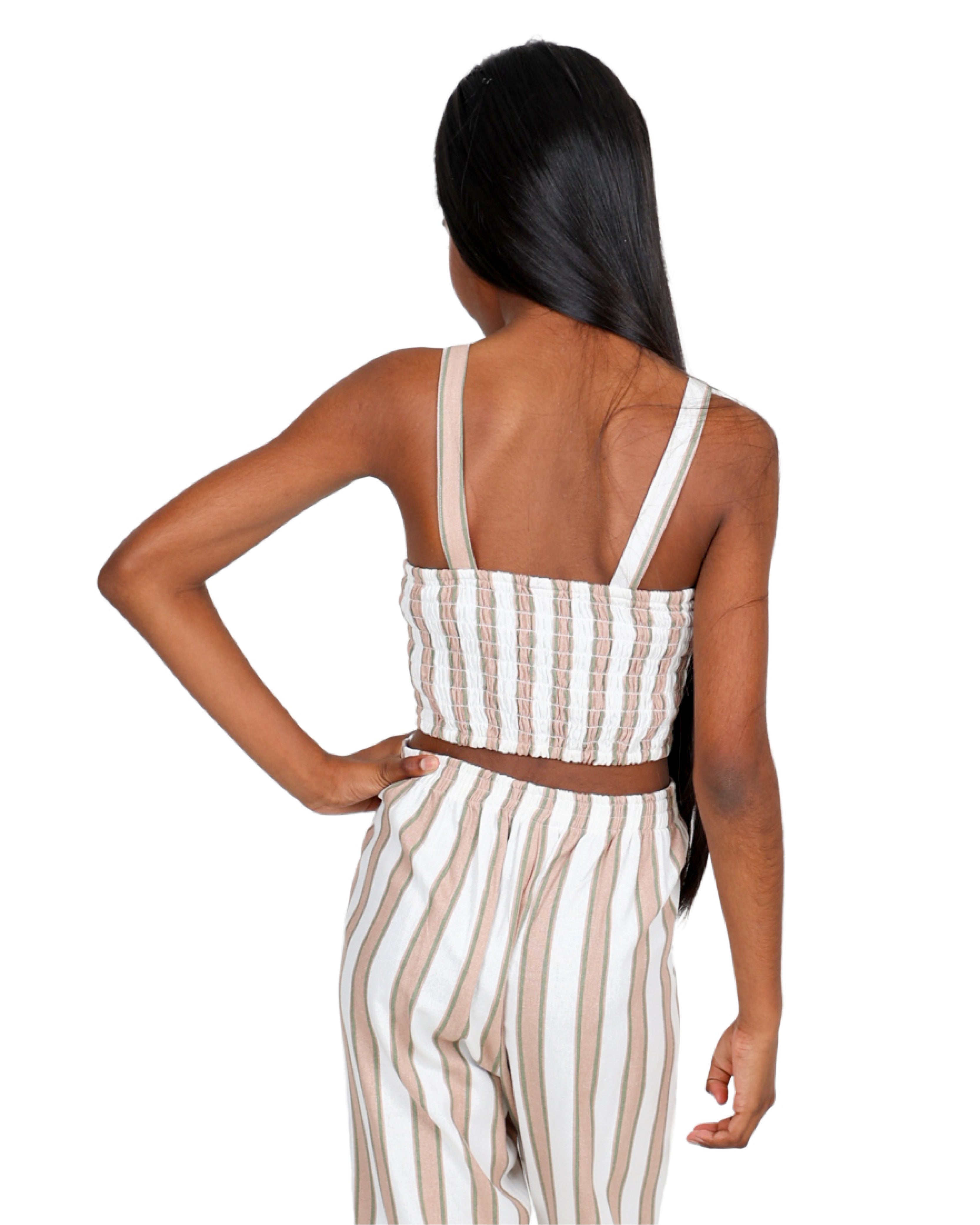 Strappy Striped Crop Top
