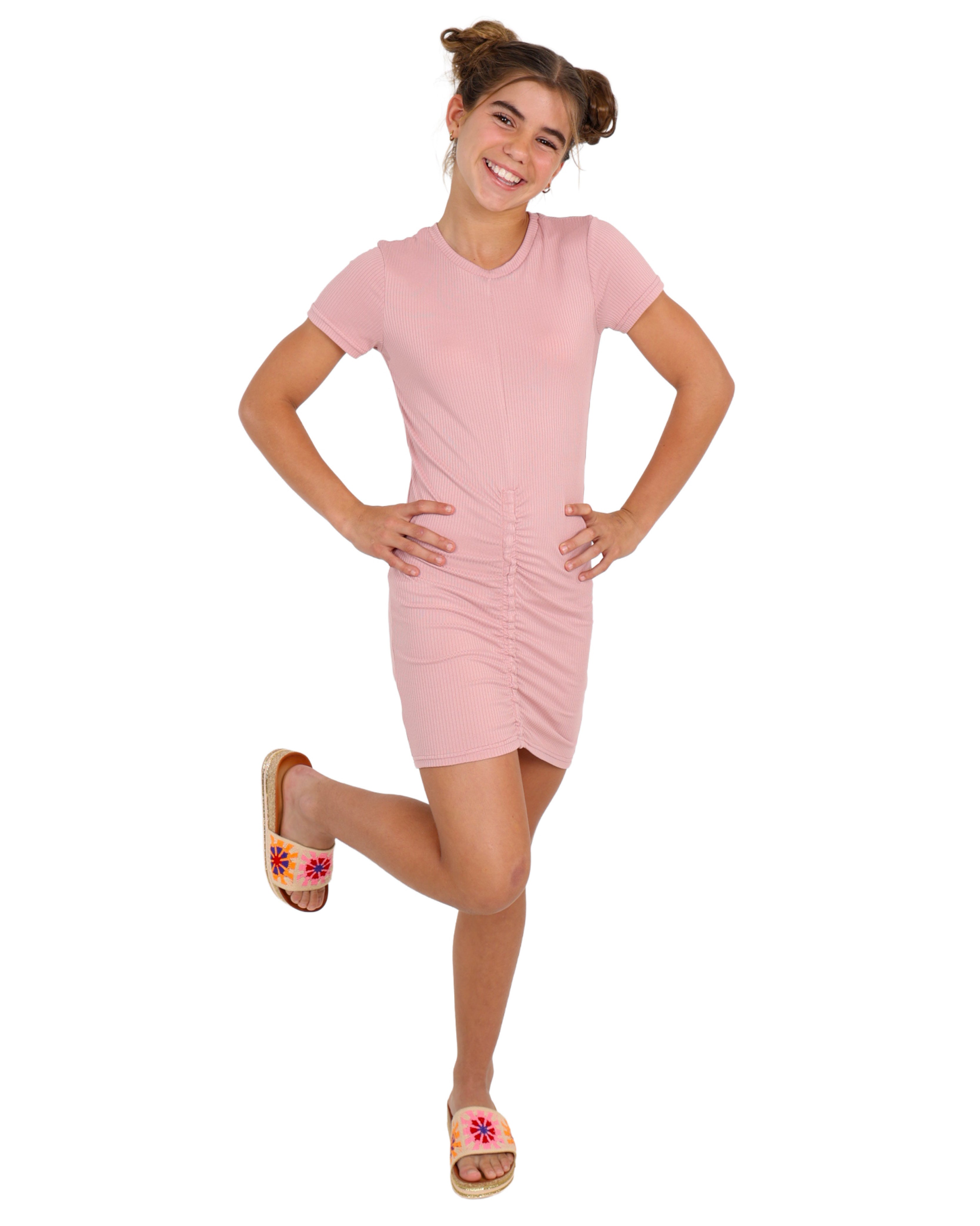 Short Sleeve Ribbed Bodycon Dress