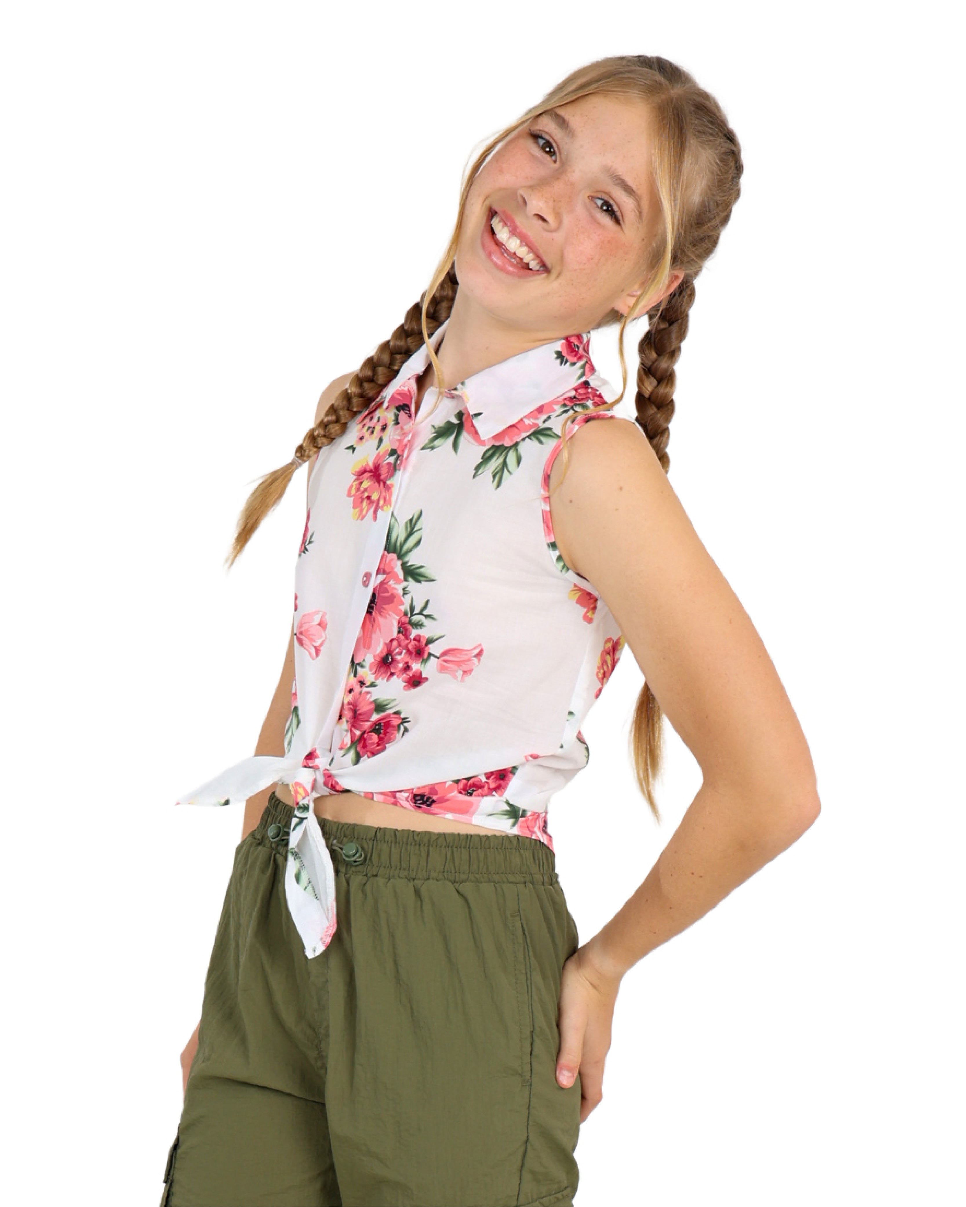 Floral Print Sleeveless Blouse