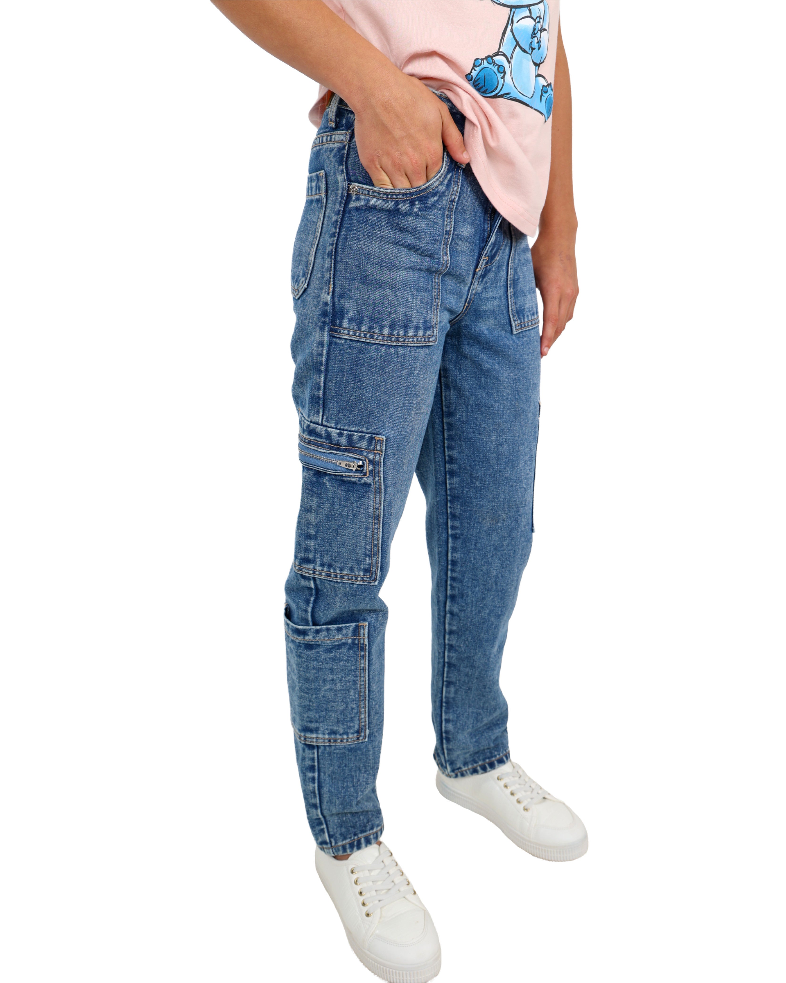 Medium Indigo Cargo Jeans