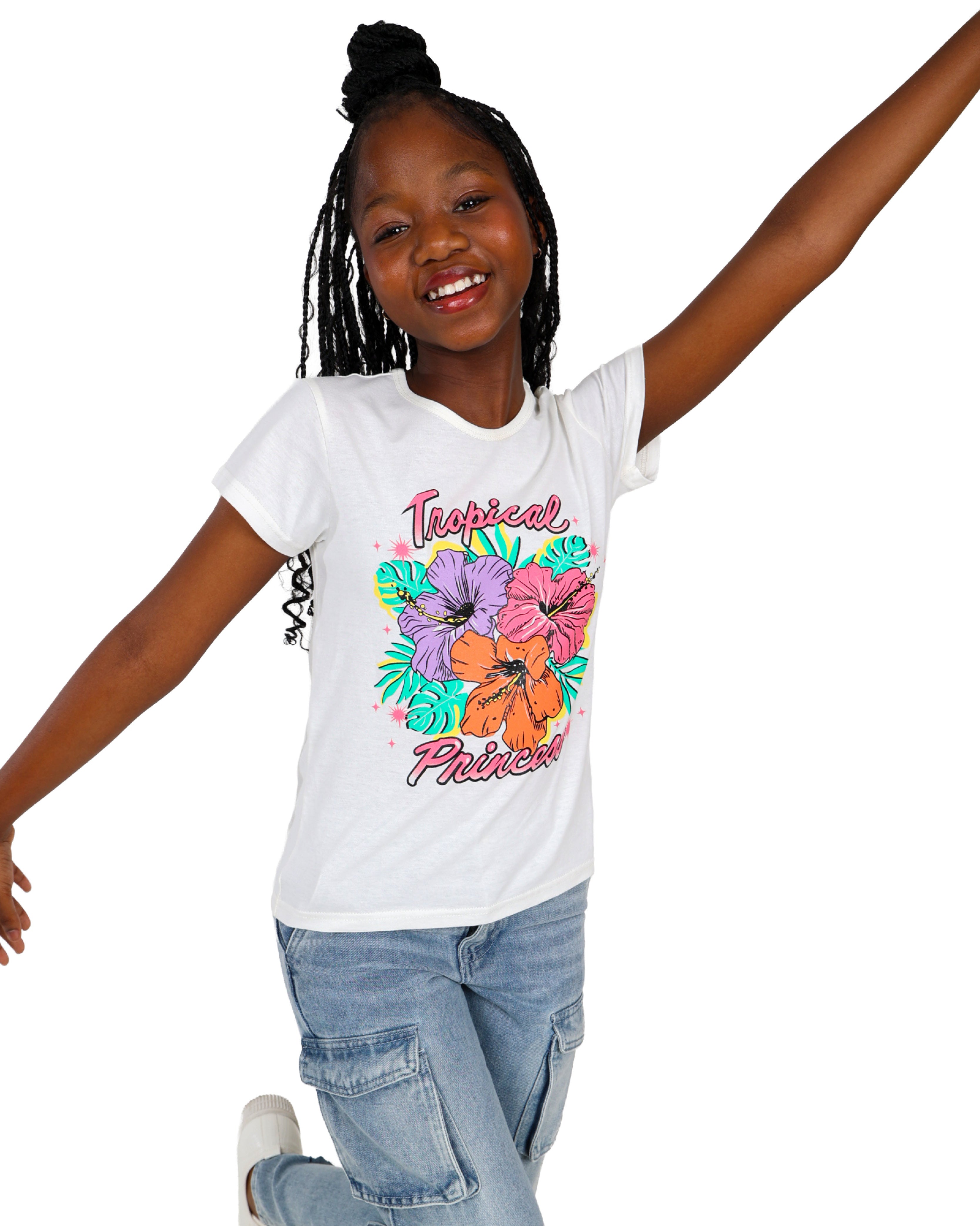 2 Pack Tropical Princess & Good Times Always Graphic Short Sleeve T-Shirts