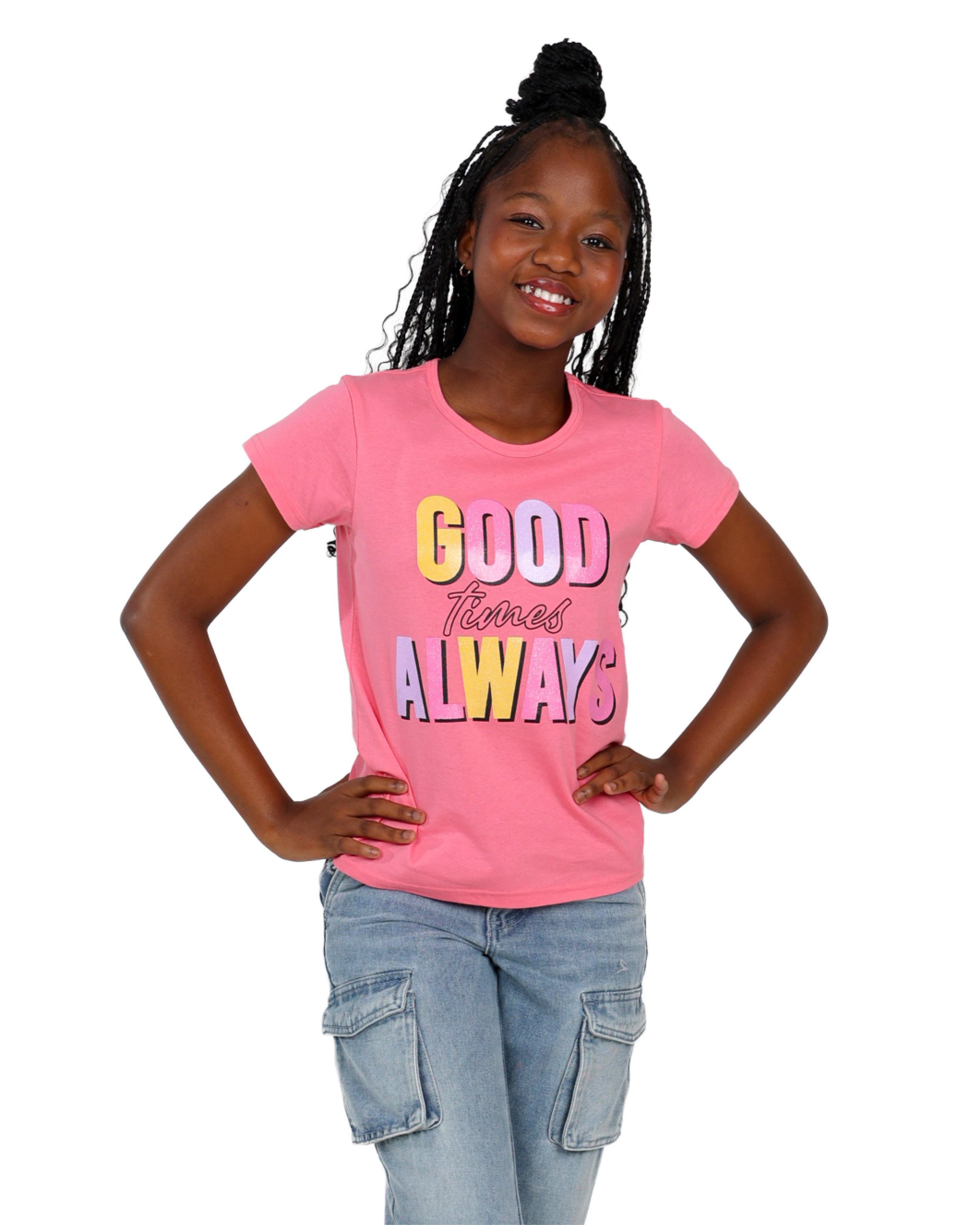 2 Pack Tropical Princess & Good Times Always Graphic Short Sleeve T-Shirts