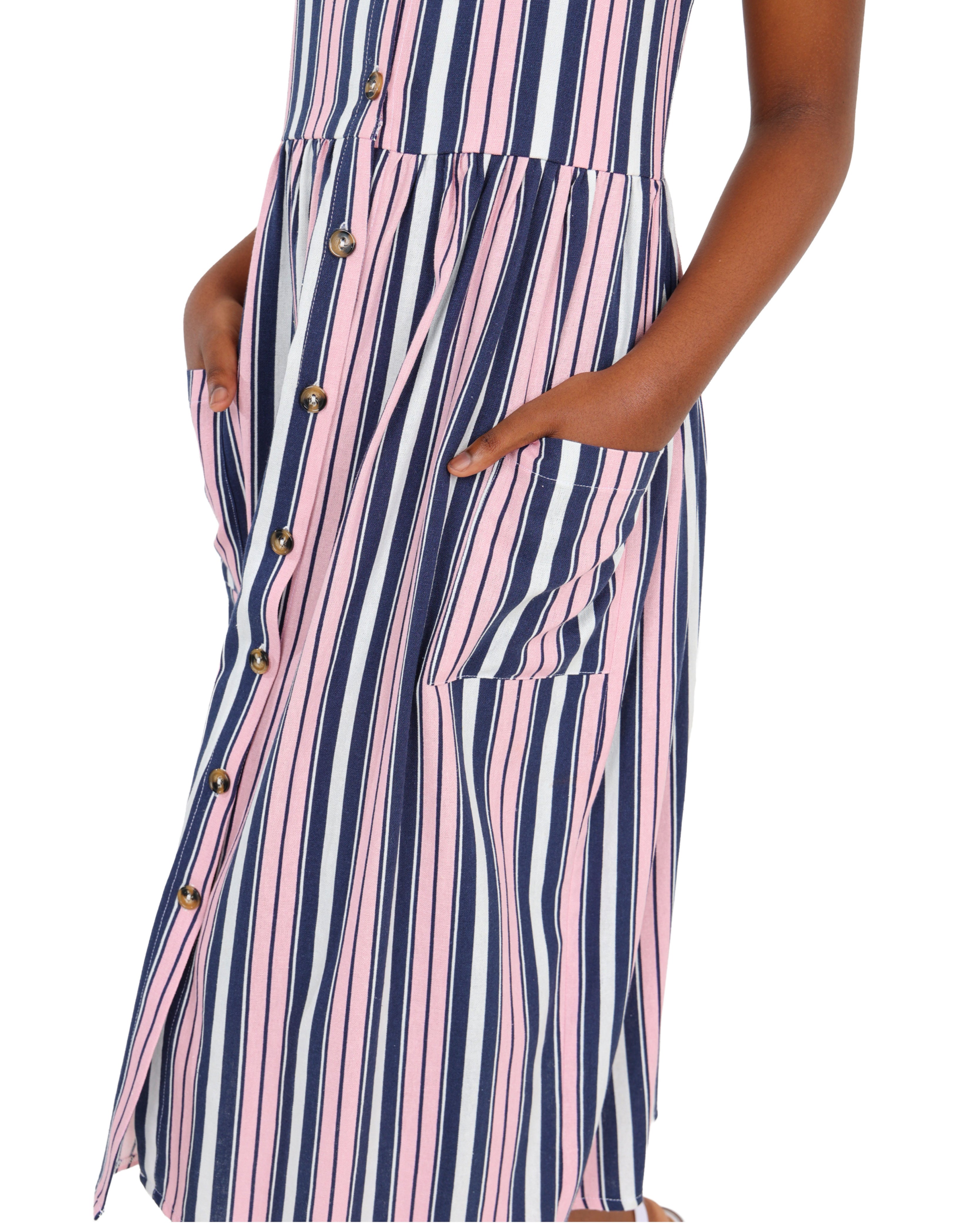 Striped Linen Maxi Dress