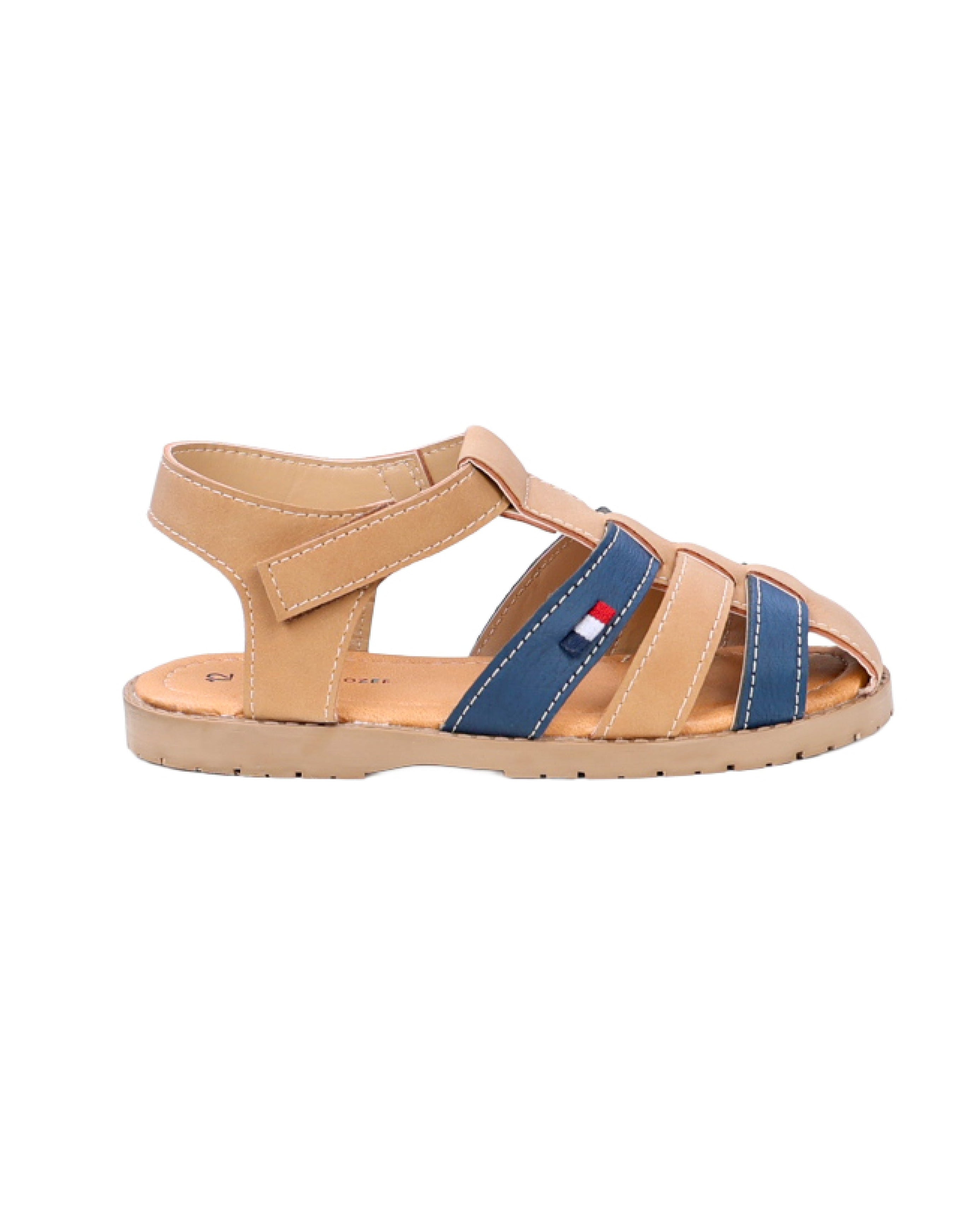 Boys Tan Cage Sandal With Velcro Closure