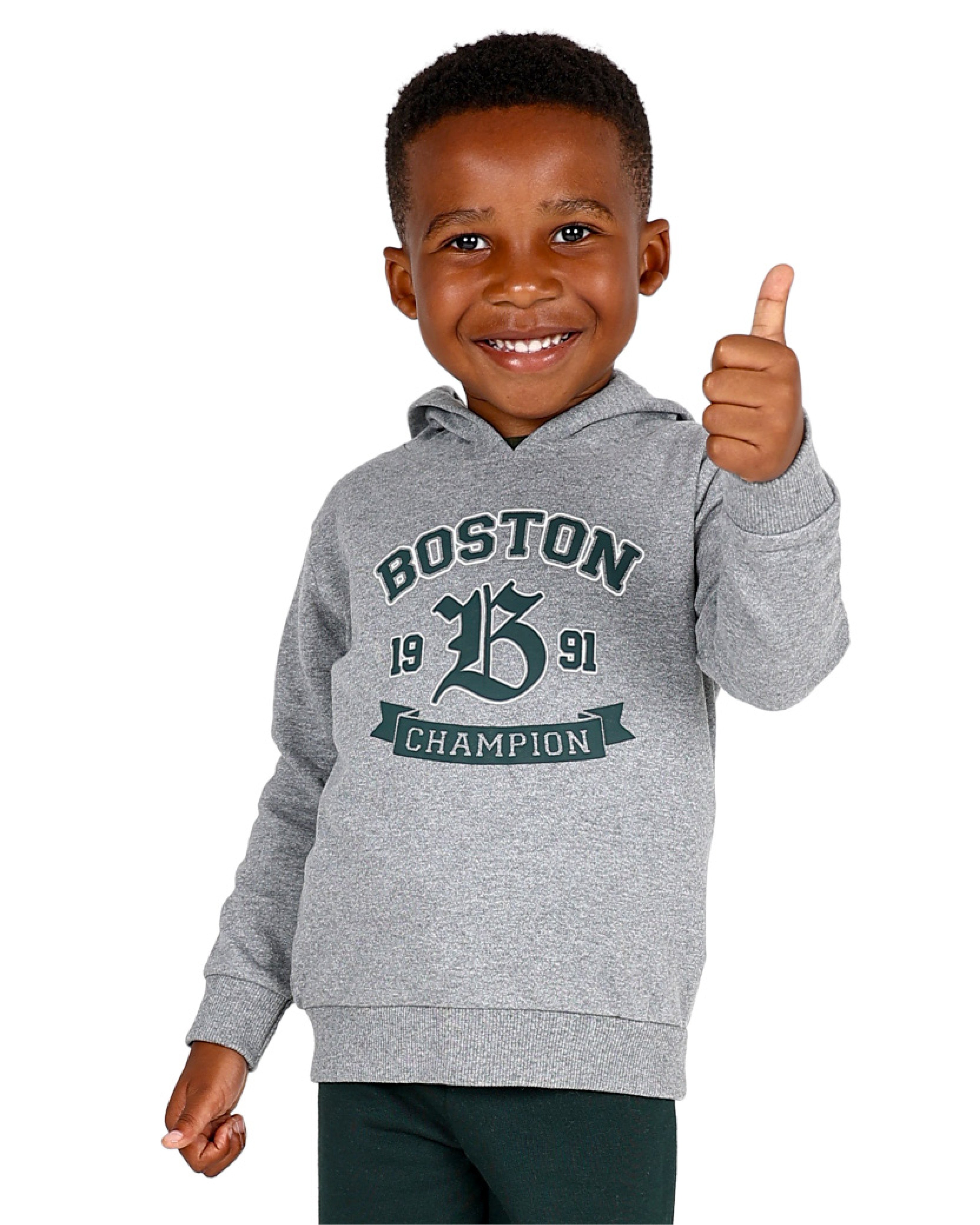 2 Pack Grey Boston Hoody & Green Sweatshirt