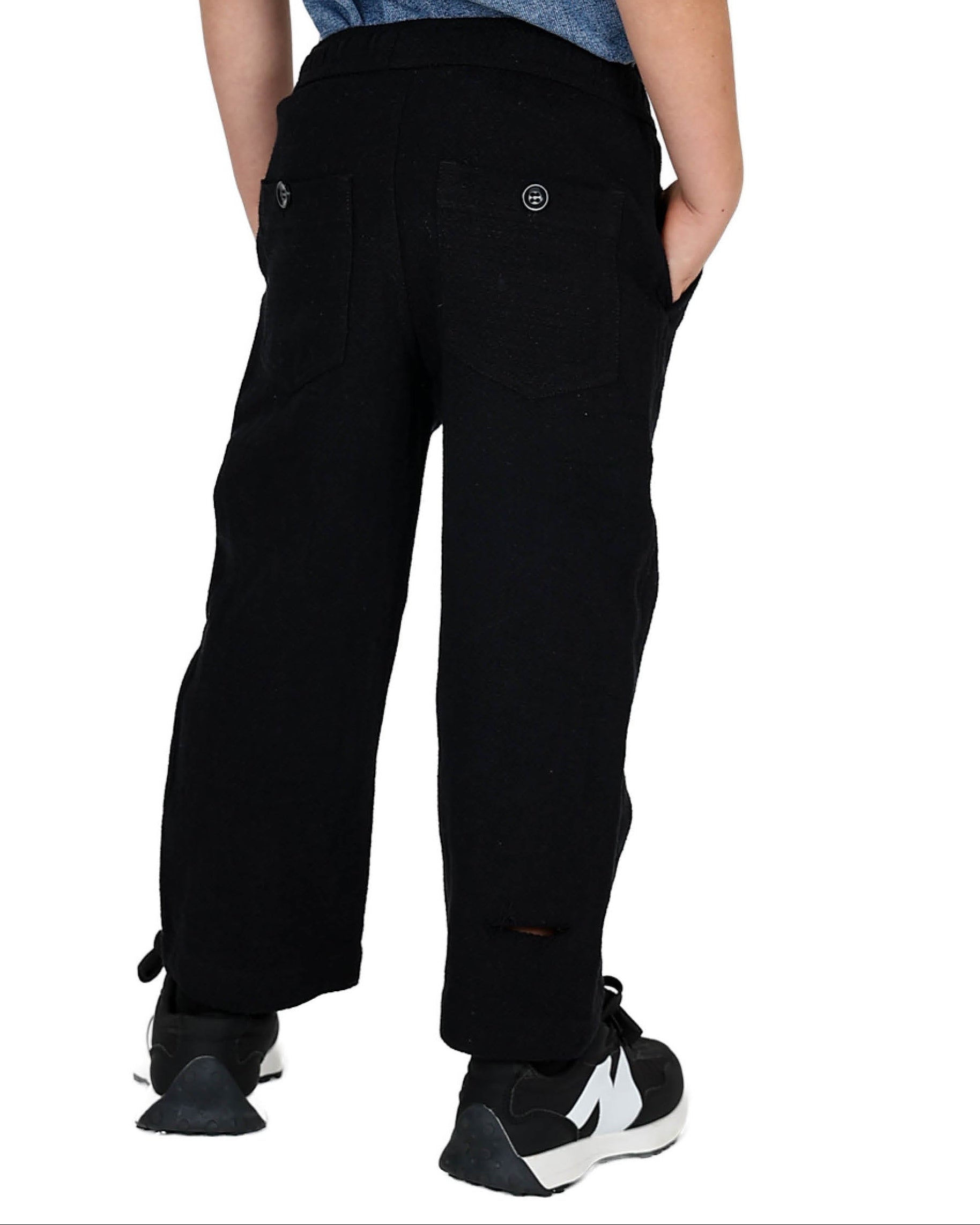 Black Jacquard Pull Up Baggy Pants