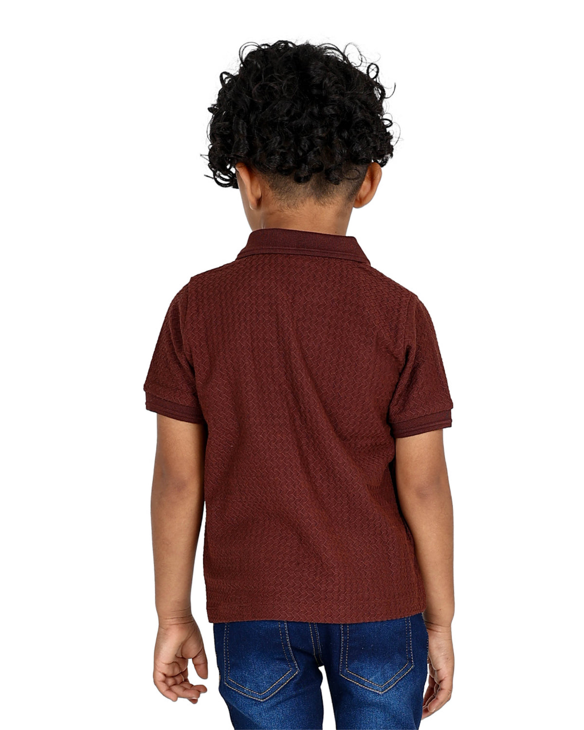 Short Sleeve Johnny Collar Jacquard T-Shirt