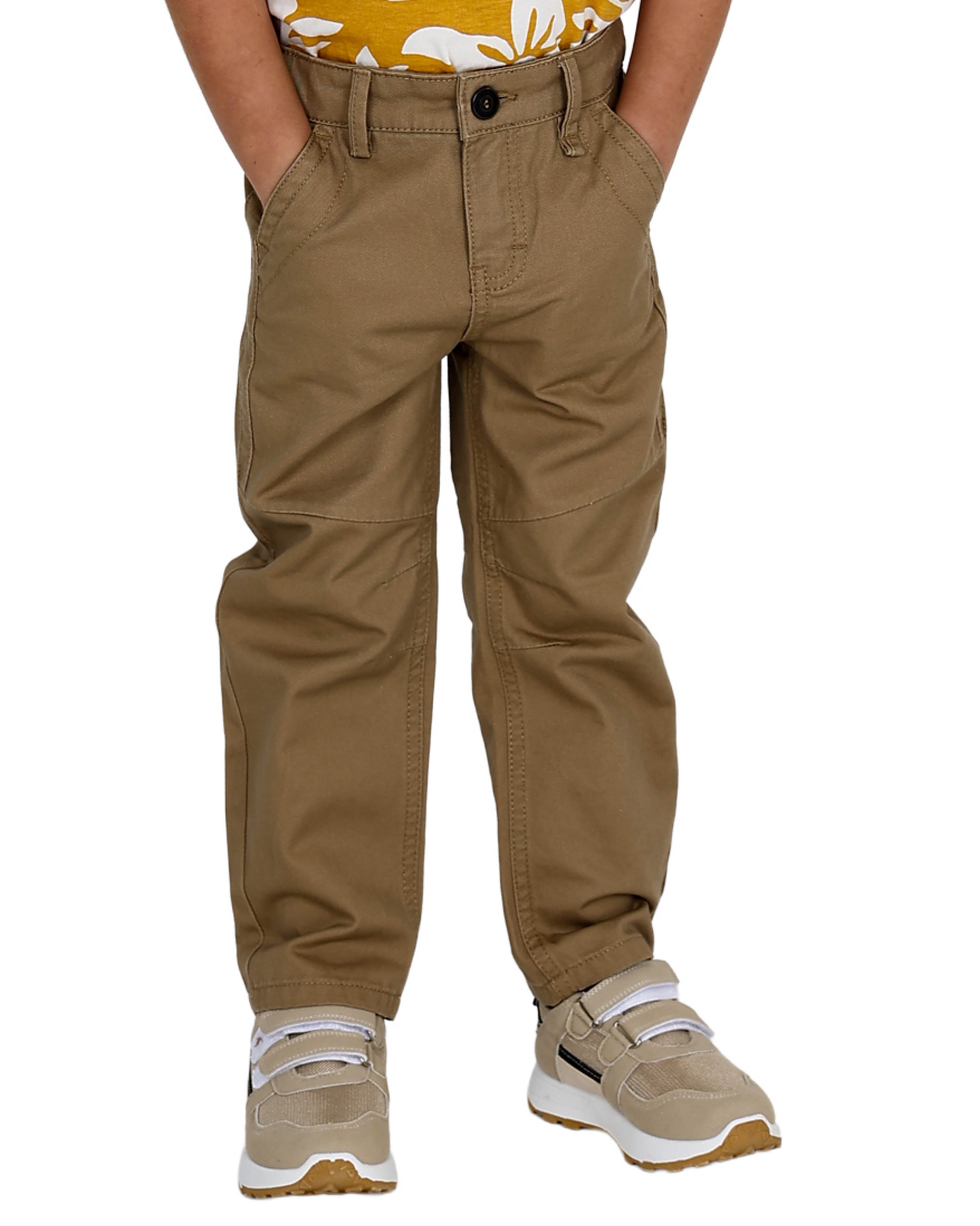 Khaki Relaxed Fit Cotton Pants