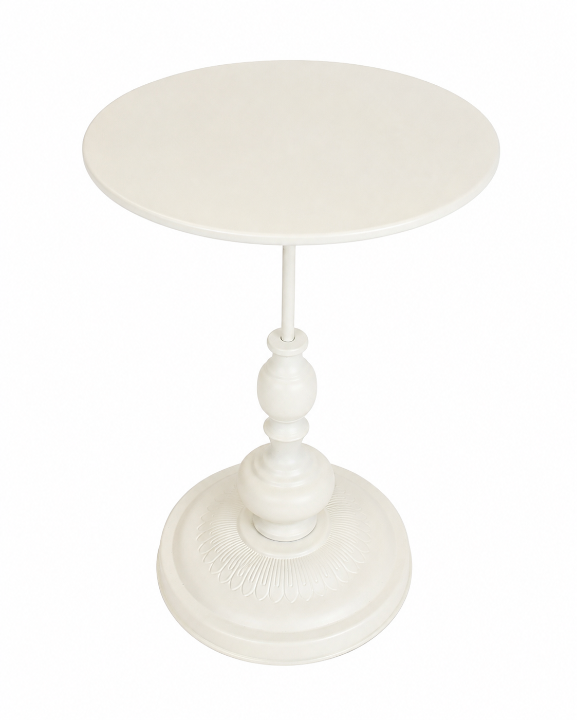 White Resin Ornate End Table