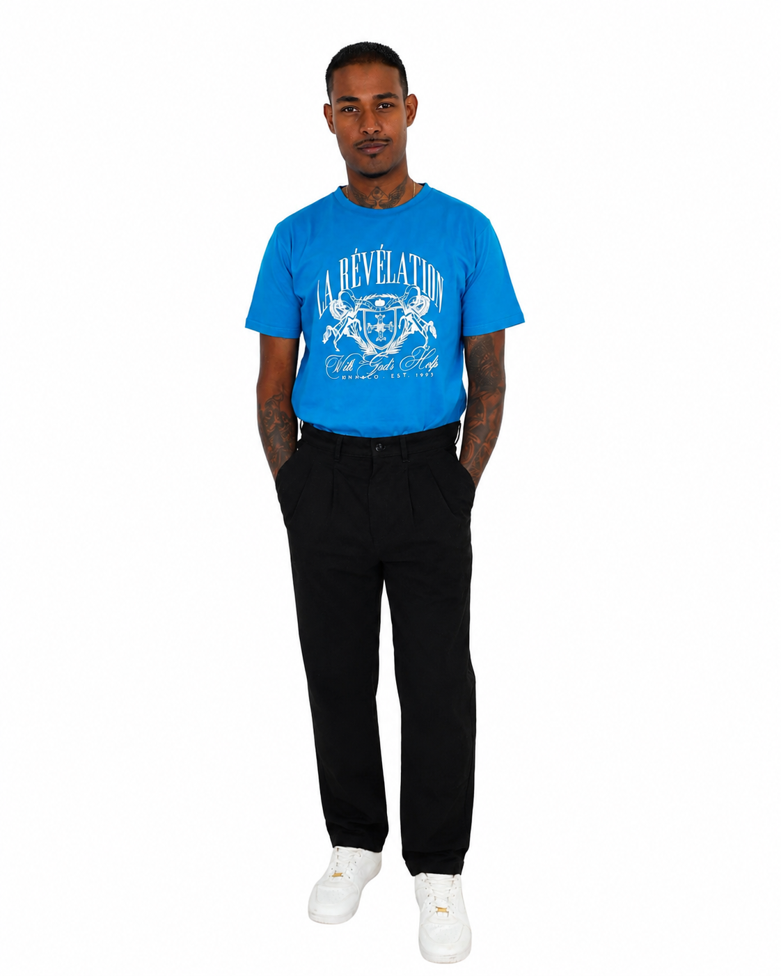 Black Pleated Relaxed Fit Chinos