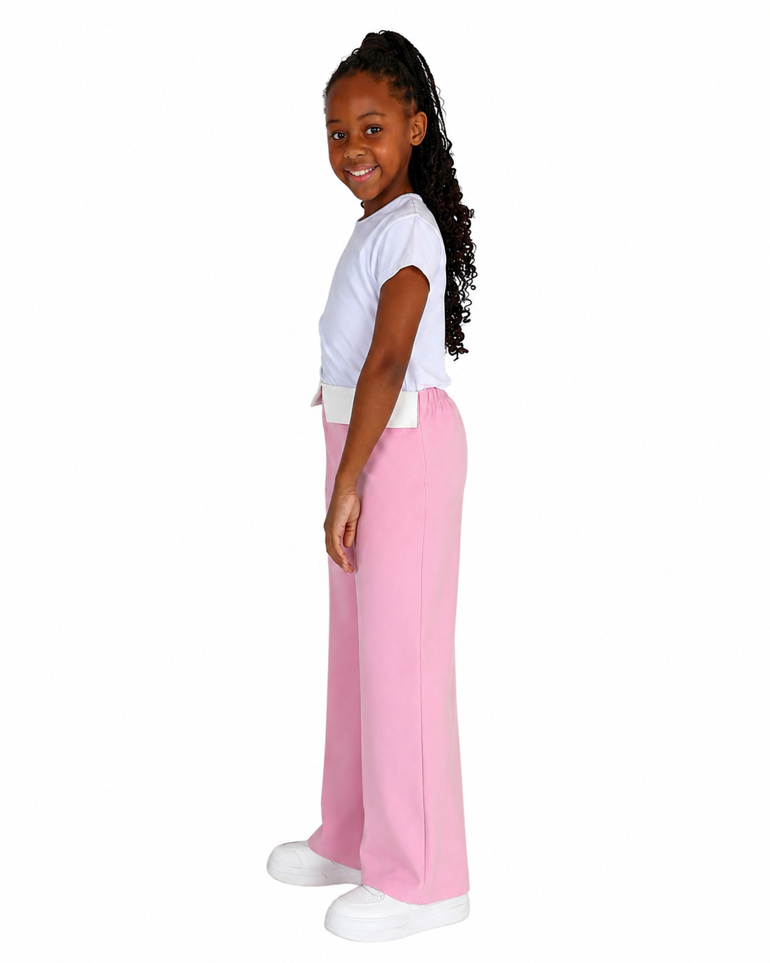 Contrast Waist Flap Full Length Pants