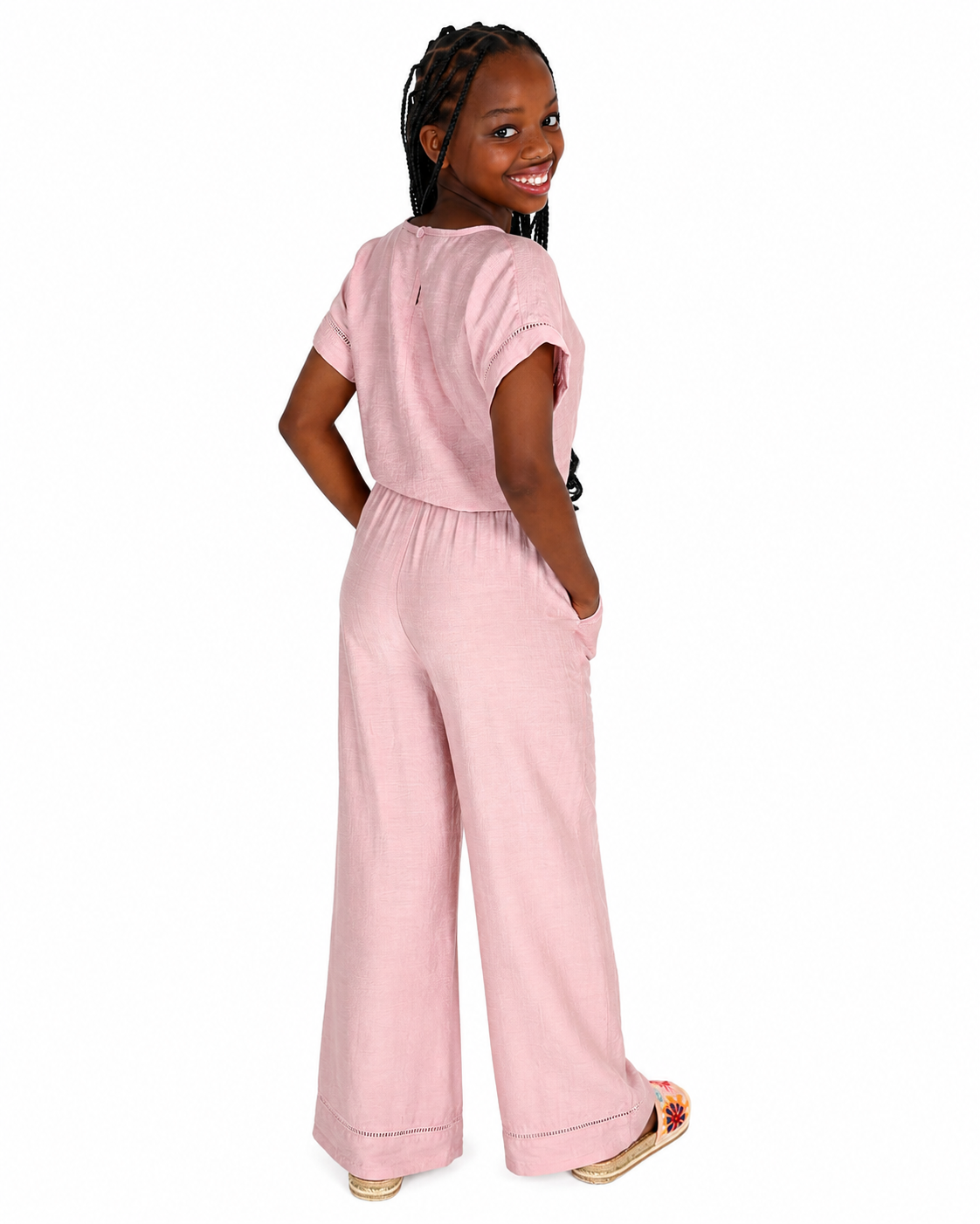 Pink Ladder Lace Inset Pants Set