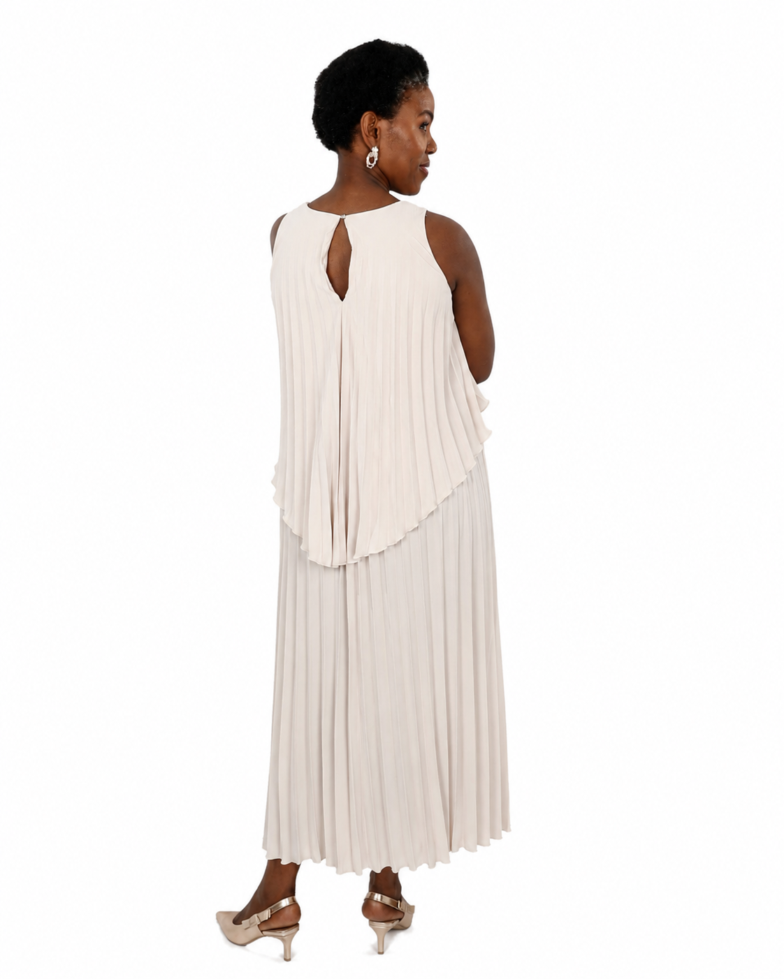 Sleeveless Pleated Stone Maxi Dress