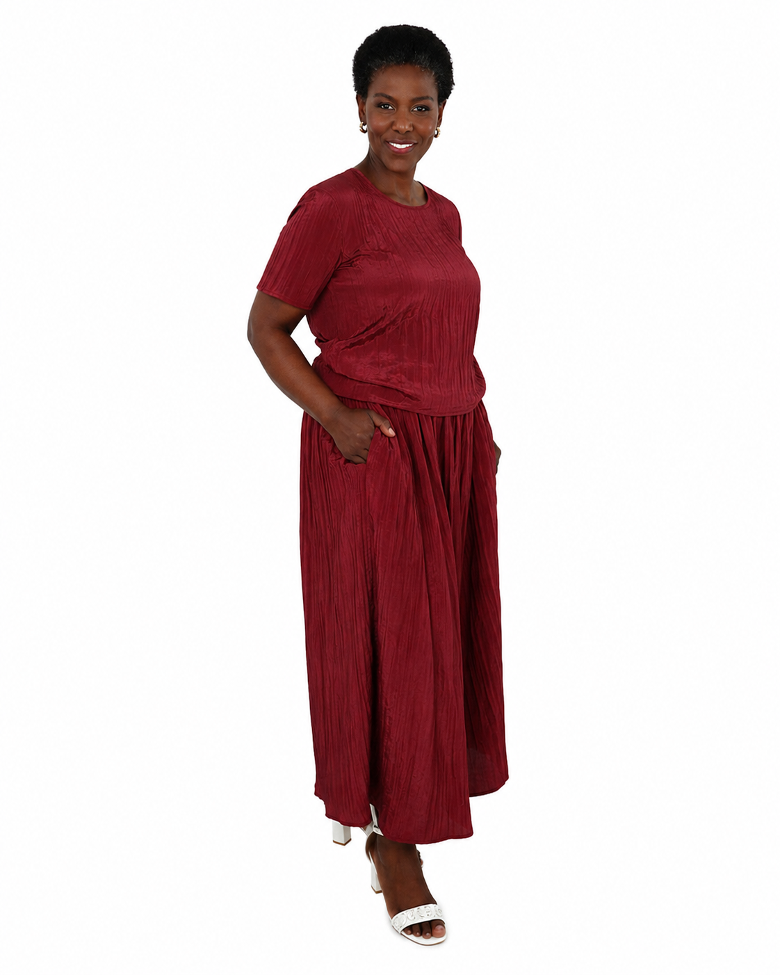 Short Sleeve Grape Crinkle Blouse