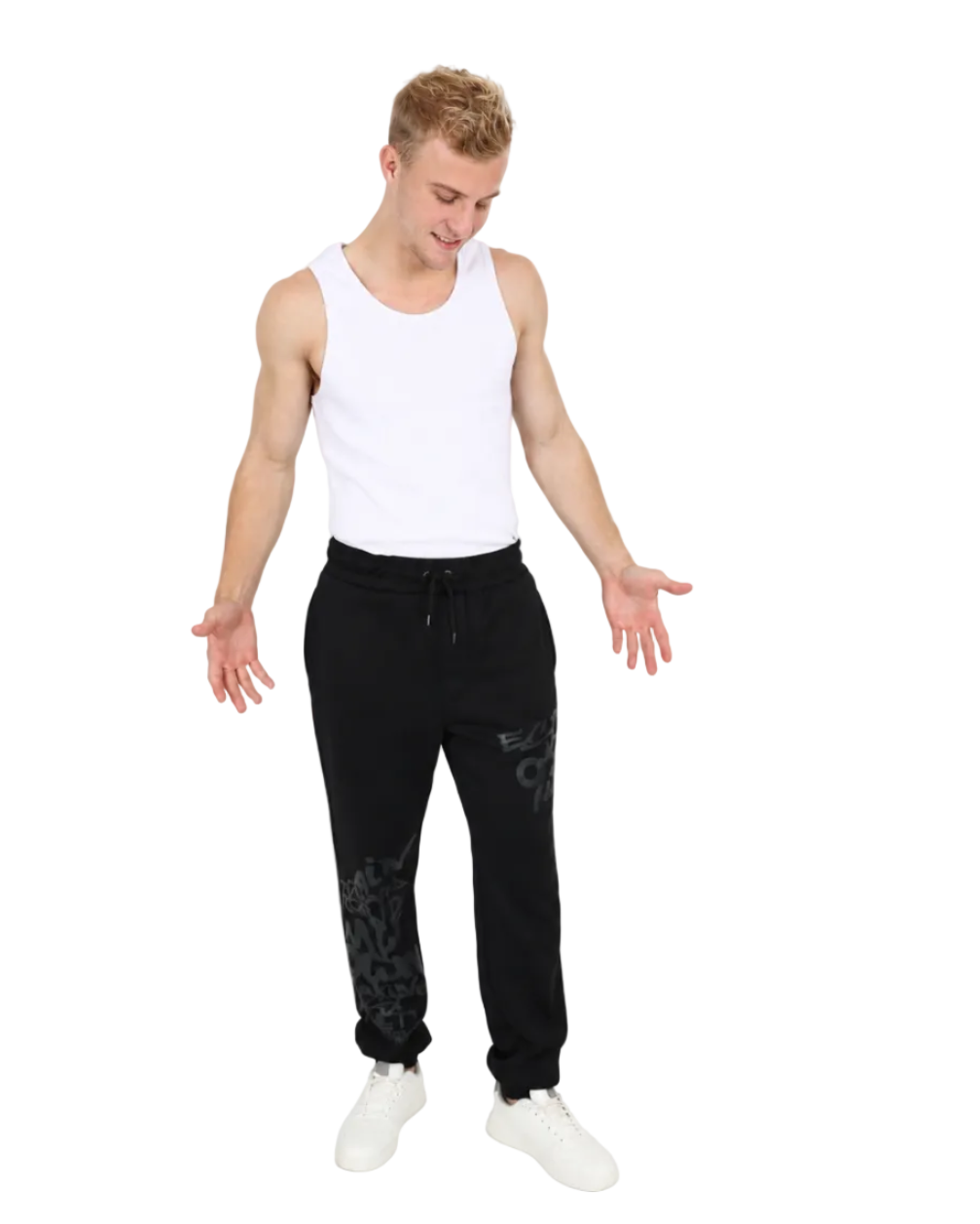 Charcoal Curated Tonal Gel Printed Slim Fit Jogger