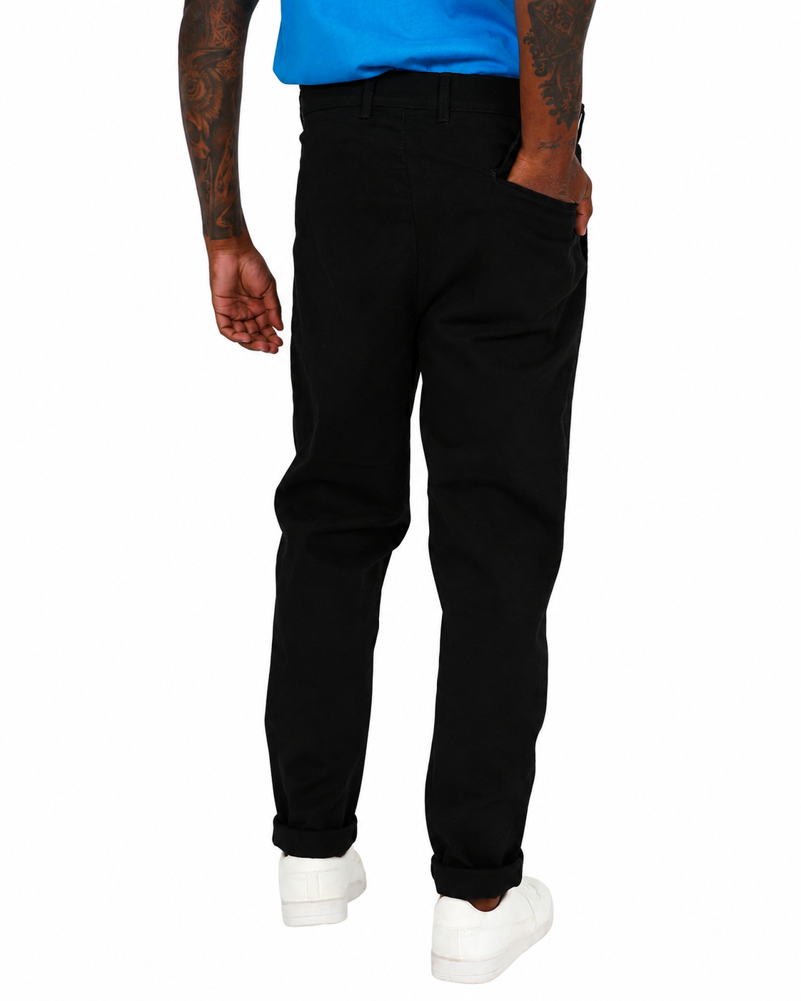 Black Pleated Relaxed Fit Chinos