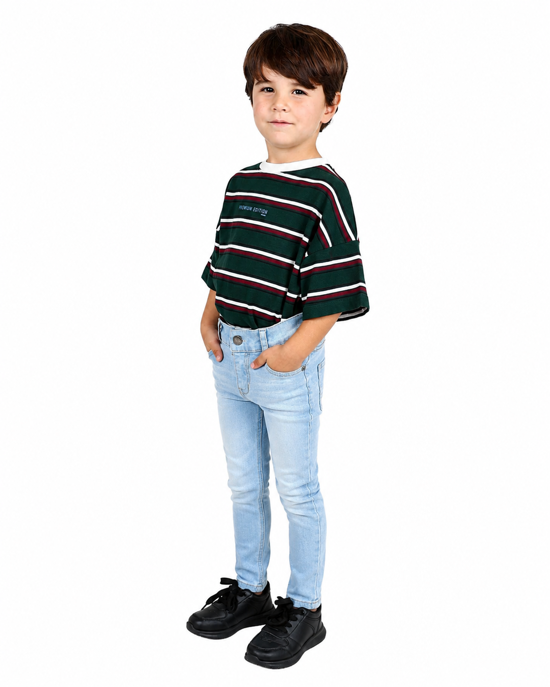 Light Indigo Slim Fit Whisker Stretch Jeans