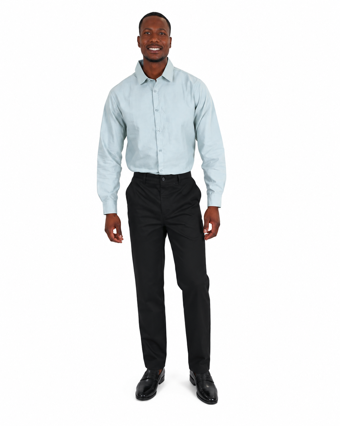Straight Fit Black Cotton Chino
