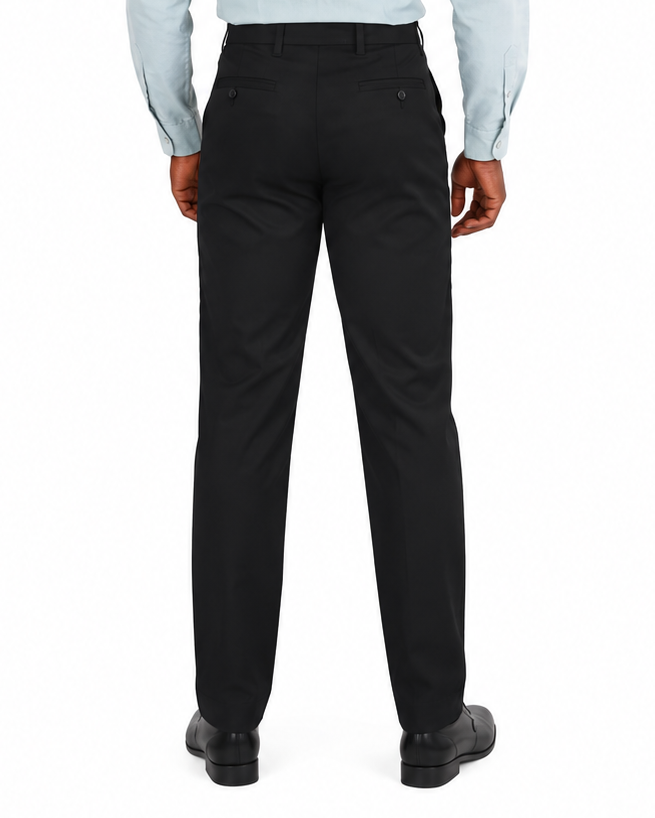 Straight Fit Black Cotton Chino