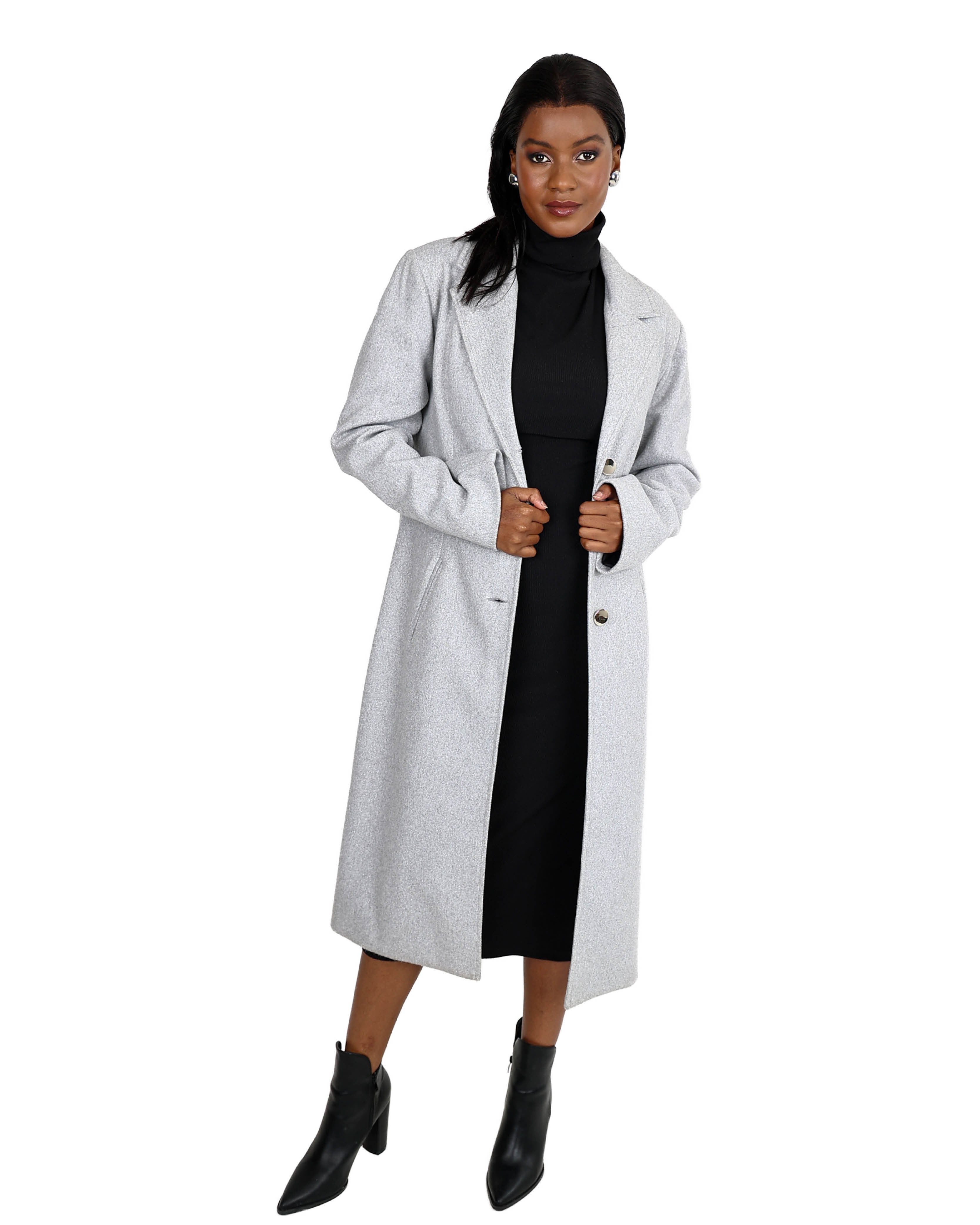 Light Grey Longer Length Melton Coat