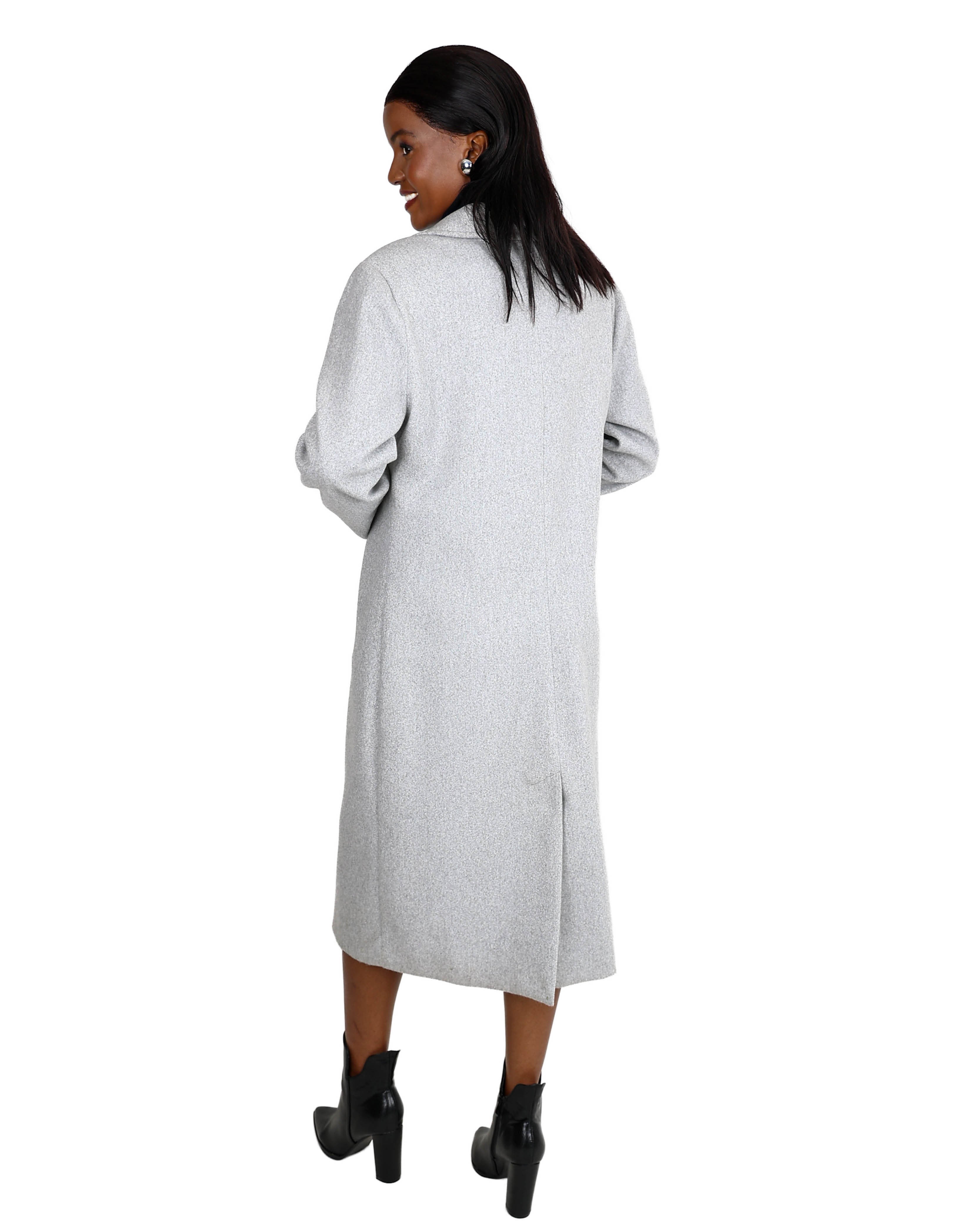 Light Grey Longer Length Melton Coat